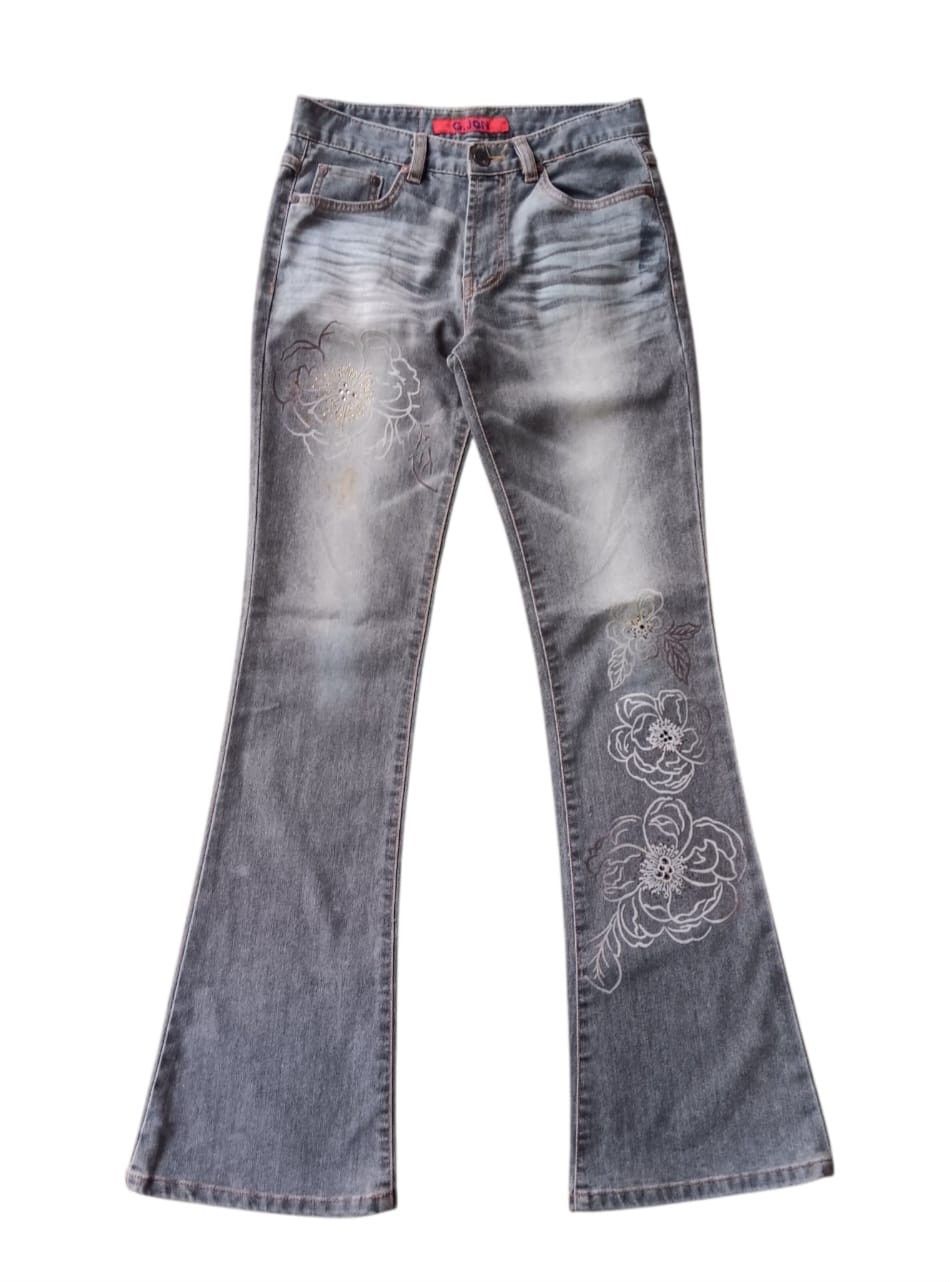 Designer G. Jon flower tattoo flare jeans Size US 28 / EU 44 - 5 Thumbnail