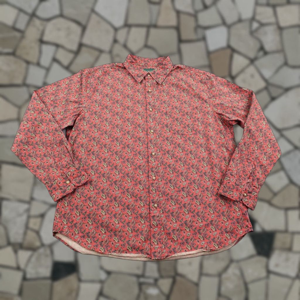 J.Crew VINTAGE J.CREW Shirt Mens Large Red Paisley Print Button-Down Oarsman Retro Long Sleeve Size US L / EU 52-54 / 3 - 1 Thumbnail