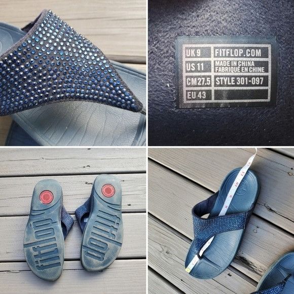 Other Fitflop Rokkit Supernavy Navy Blue Bling toe-post Size US 11 / IT 41 - 8 Thumbnail