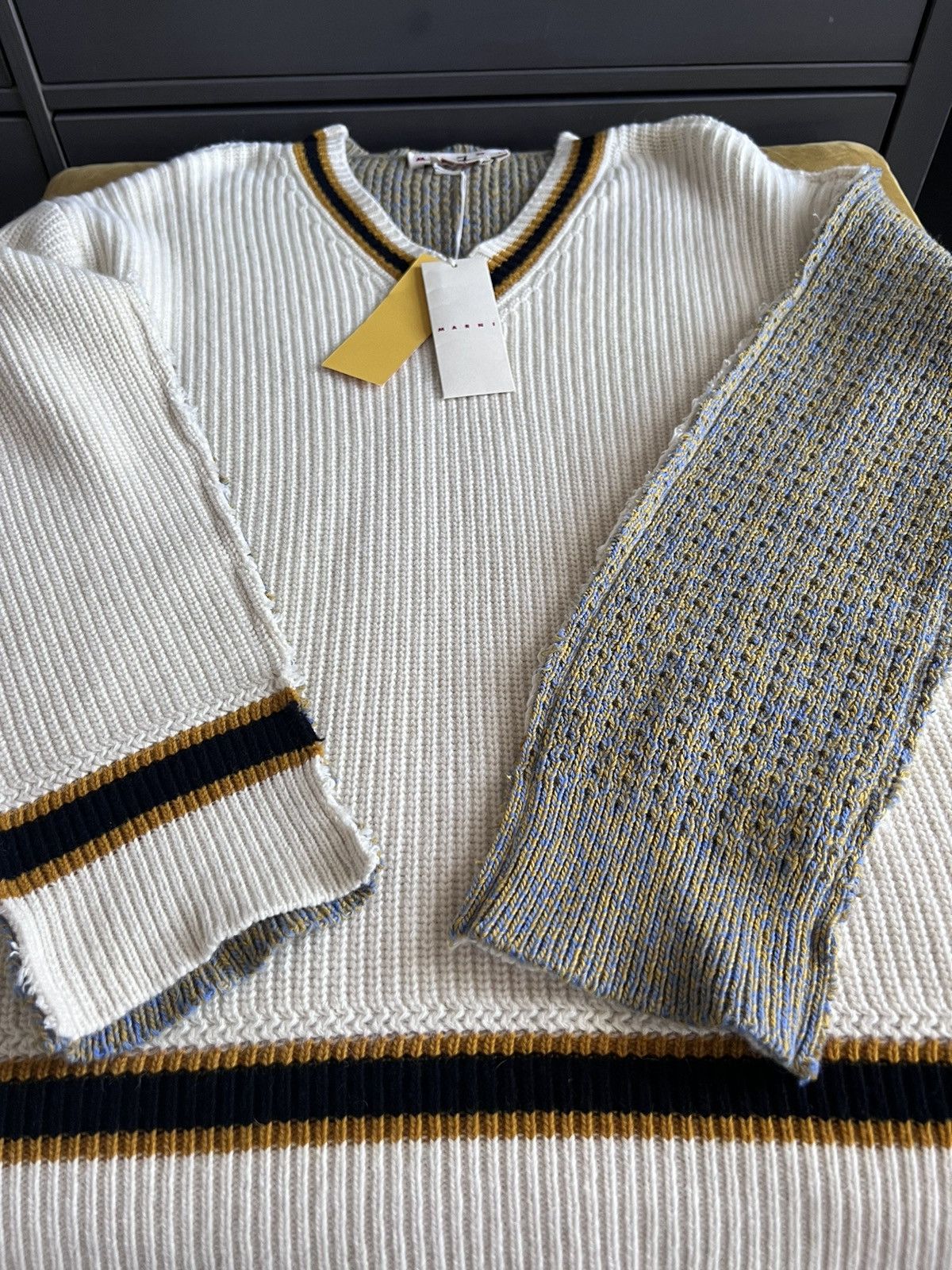 Marni $1.5K Alpaca-blend two-sided “College” sweater/jumper, IT52 Size US L / EU 52-54 / 3 - 13 Thumbnail
