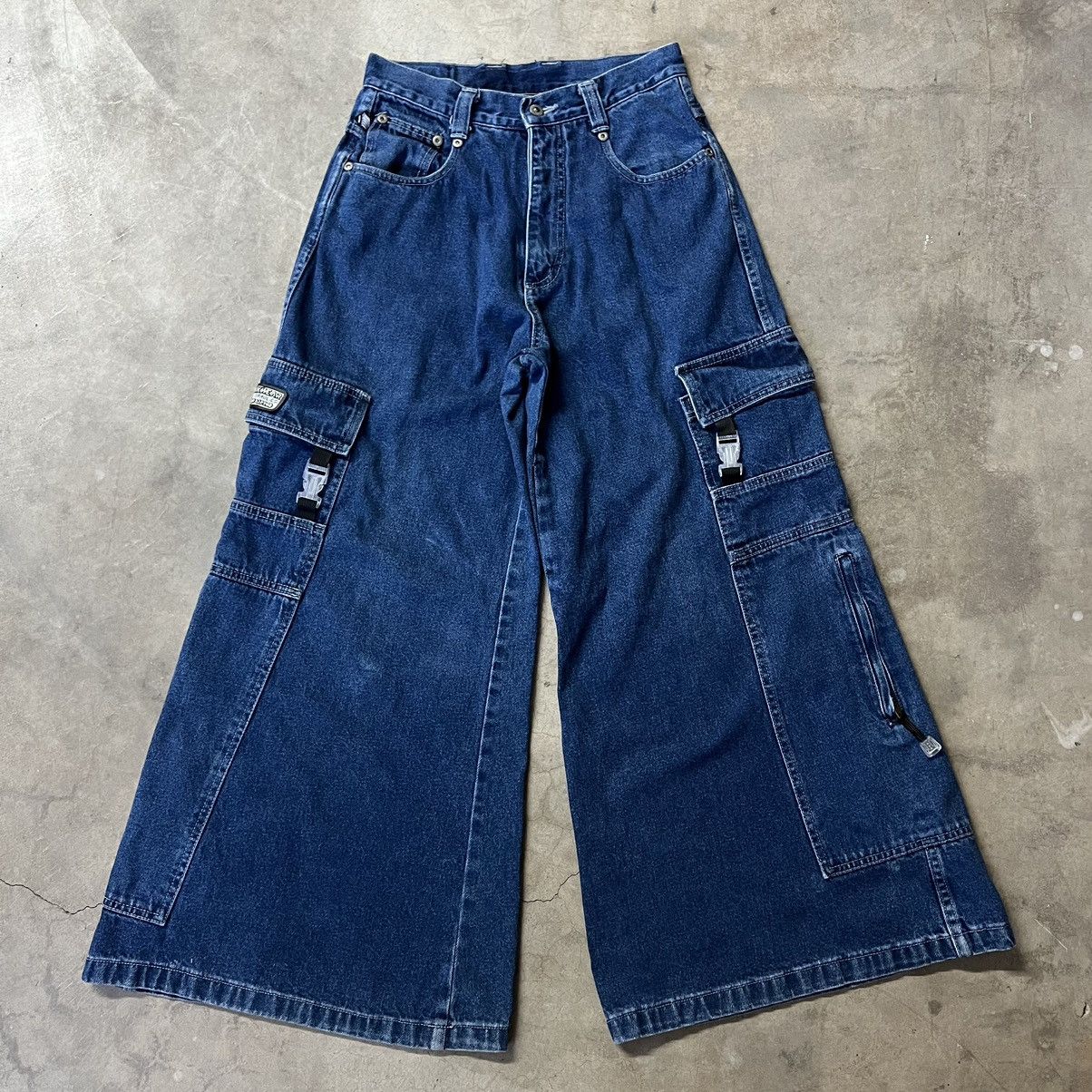 Image of Jnco x Vintage 90’S Kikwear Hydraulics Baggy Denim Pants in Blue, Men's (Size 30)