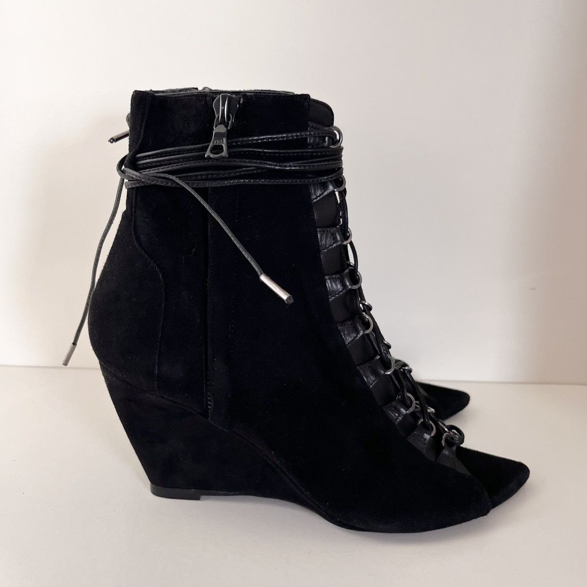 Narciso Rodriguez Narciso Rodriguez Black suede Lace-Up Wedge Boots Size US 6.5 / IT 36.5 - 13 Thumbnail