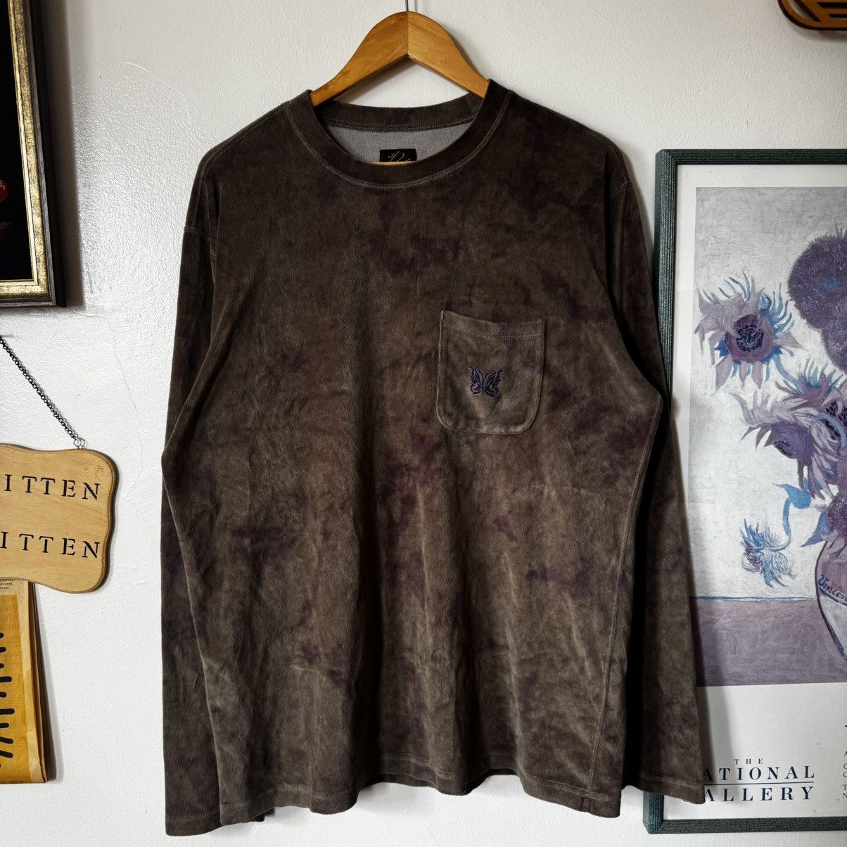 Needles × Nepenthes Needles embroidered logo green/purple tie-dyed velour tee Size US M / EU 48-50 / 2 - 2 Thumbnail