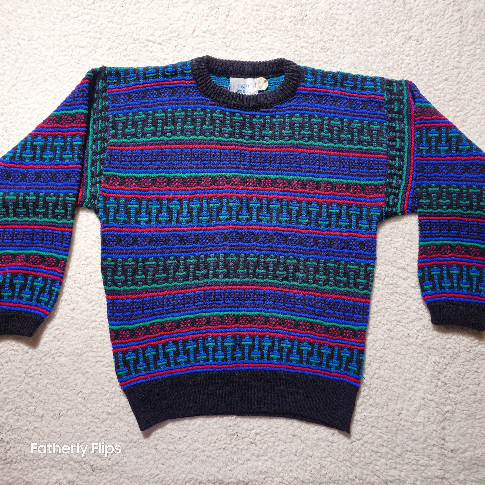 Robert Bruce Vintage Robert Bruce Geometric Knit Sweater Mens M USA Made Size US M / EU 48-50 / 2 - 1 Thumbnail