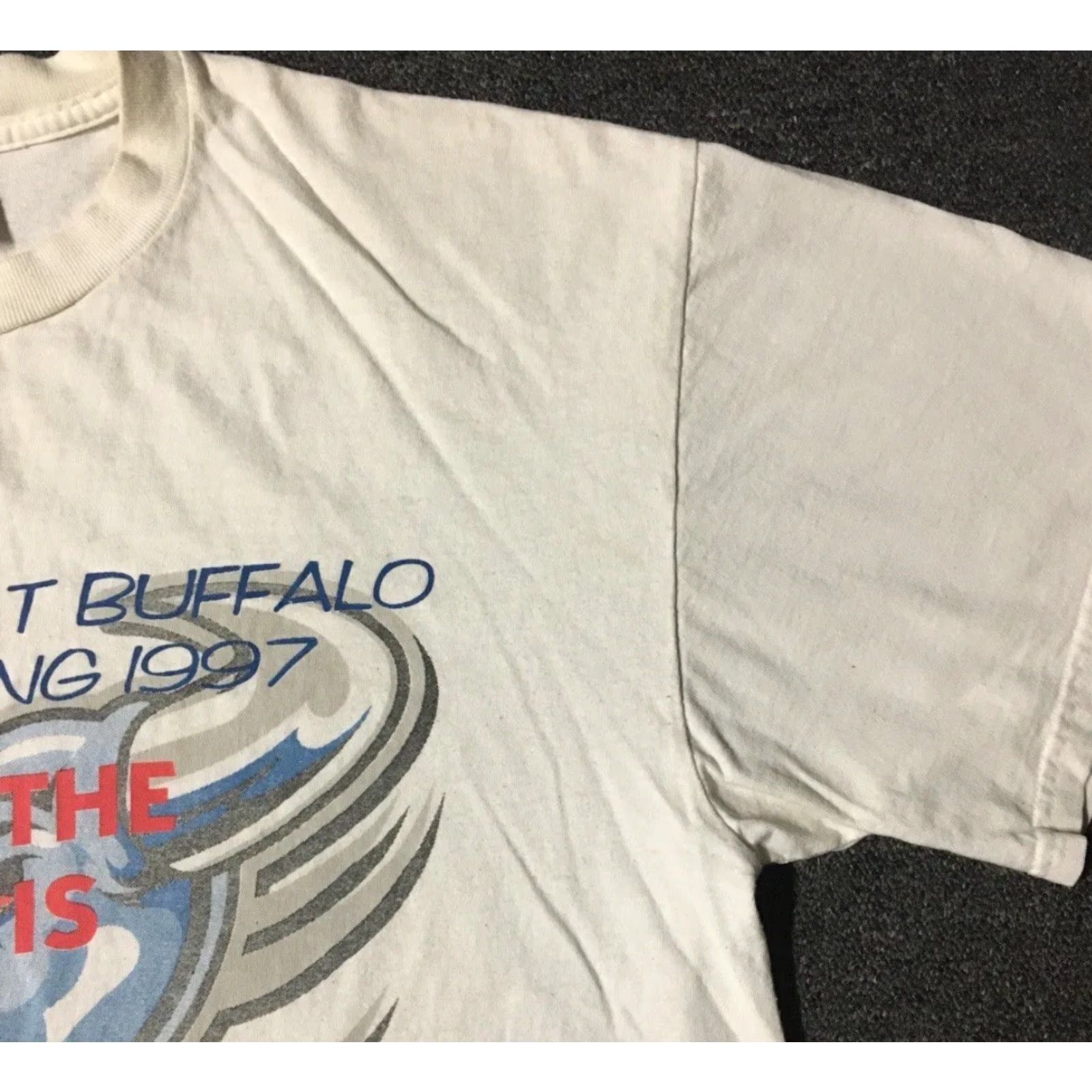 Vintage VINTAGE 90s UB Bulls Vs Hofstra Flying Dutchmen What The Hell Is A College PE T-Shirt XL White University at Buffalo Mens Graphic Tee Size US XL / EU 56 / 4 - 7 Thumbnail