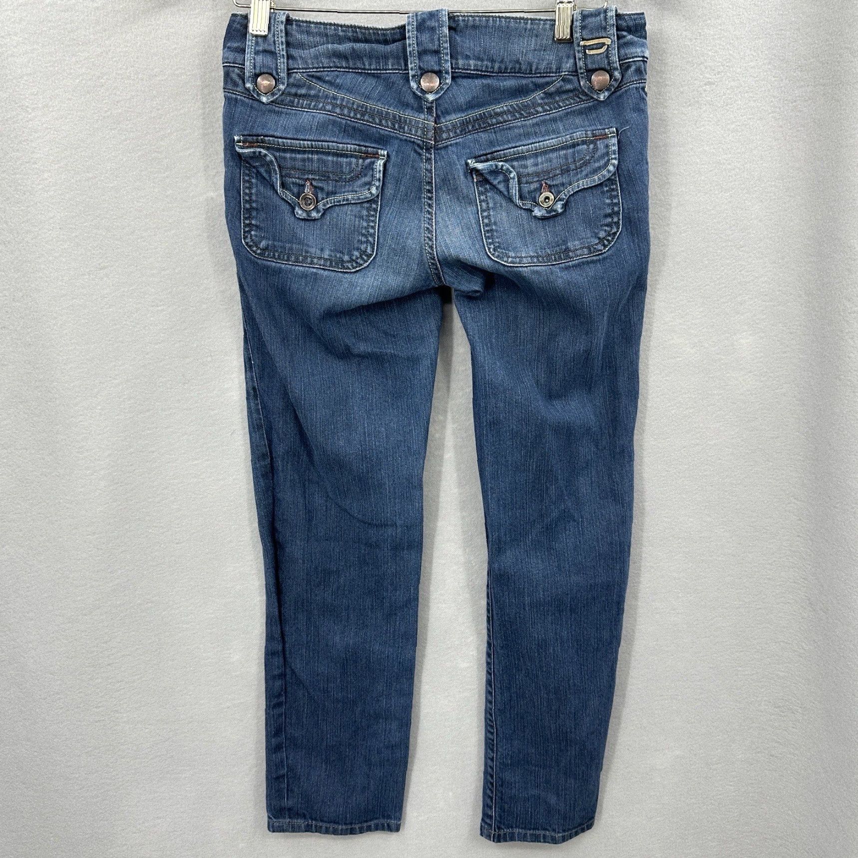 Diesel Diesel Industry Jeans Womens 29 Blue Moonie Straight Crop Back Flap 5-Pocket Design Cottagecore y2k Size 29" - 5 Thumbnail