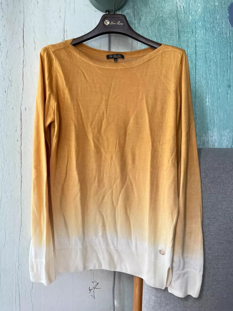 LORO PIANA Silk satin gradient dyed knitted top