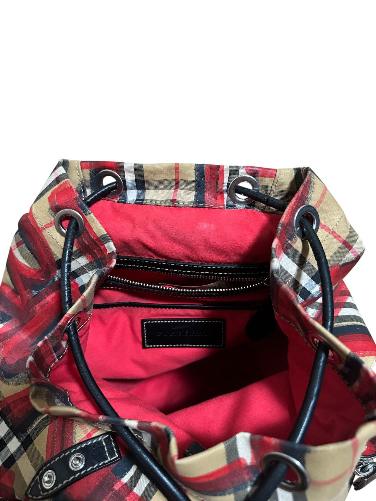 Burberry 🔥Rare Burberry Graffiti Nova Check Leather Canvas Backpack Size ONE SIZE - 9 Thumbnail