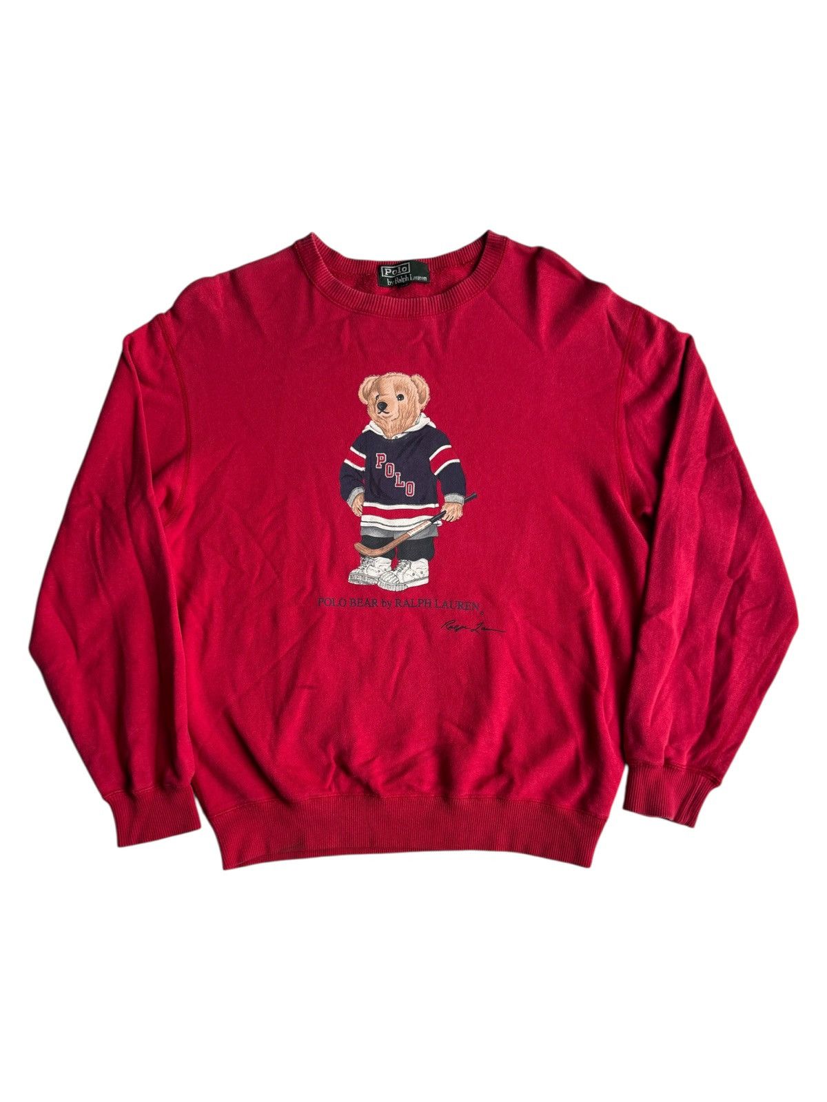 VERY RARE VINTAGE SWEATSHIRT POLO RALPH LAUREN BEAR HOCKEY