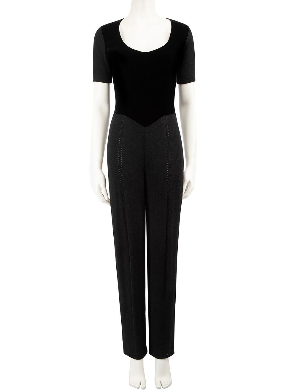image of Gianfranco Ferre Black Wool Short Sleeve Jumpsuit, Women's (Size 27)