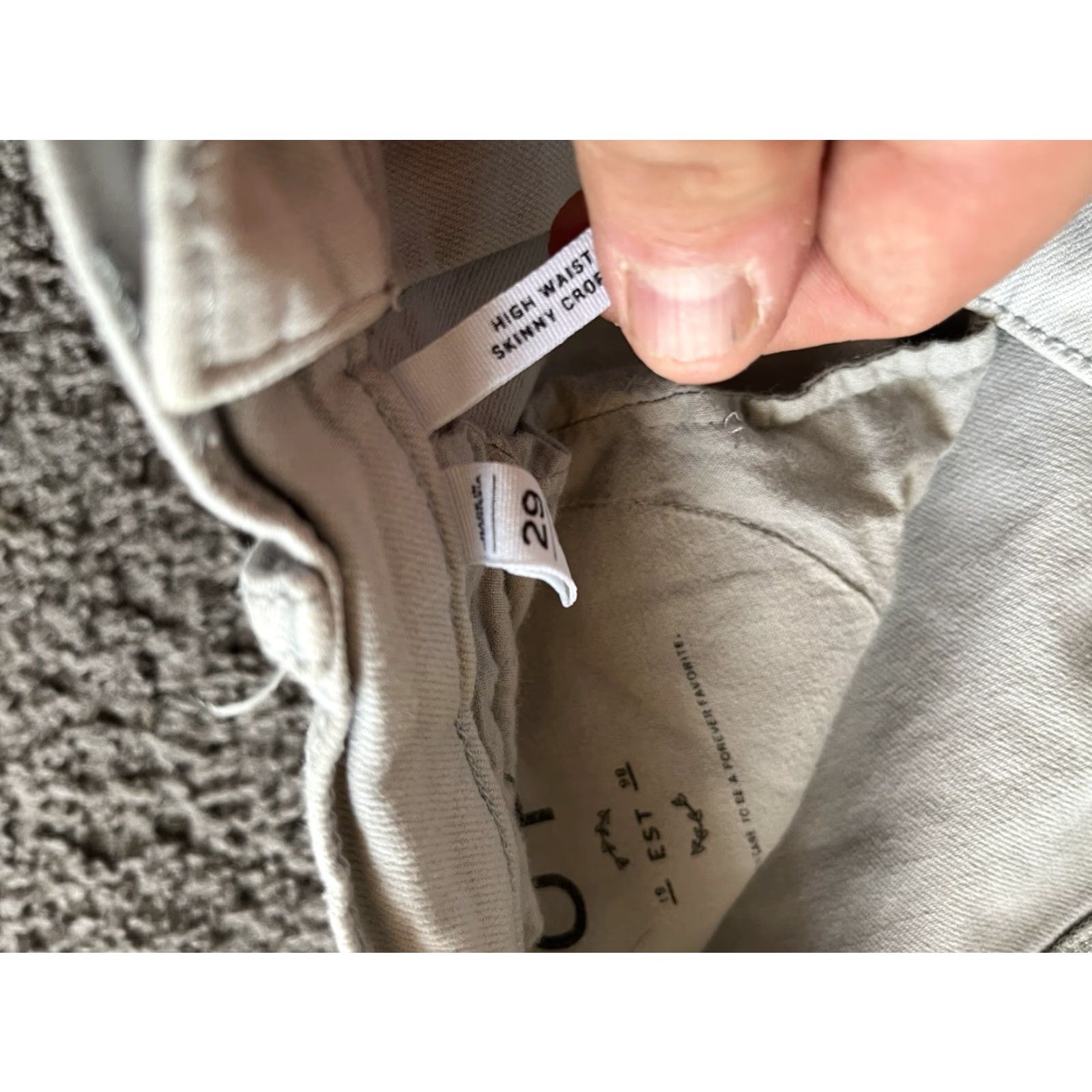 Loft VINTAGE Loft High Waist Skinny Jeans Gray Pocket Crop Zip Fly Boho Raw Hem Sz 29 / 8 Women Jeans Regular Size 29 Gray Size 29" - 6 Thumbnail
