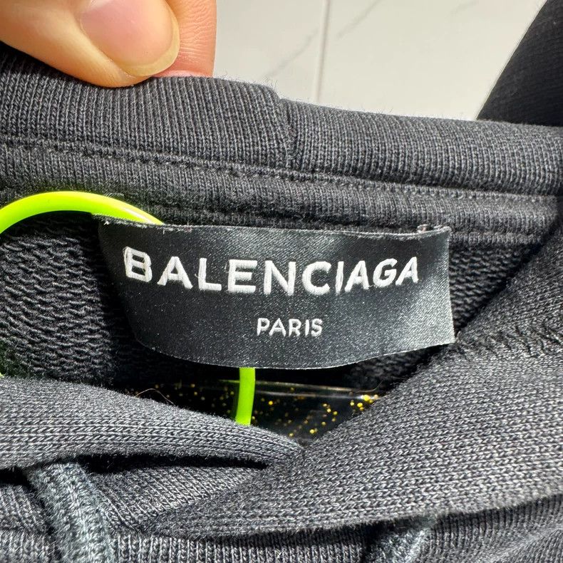 Balenciaga Balenciaga Distressed Black Eiffel Tower Logo Hooded Sweat Size XXS / US 00 / IT 34 - 3 Thumbnail