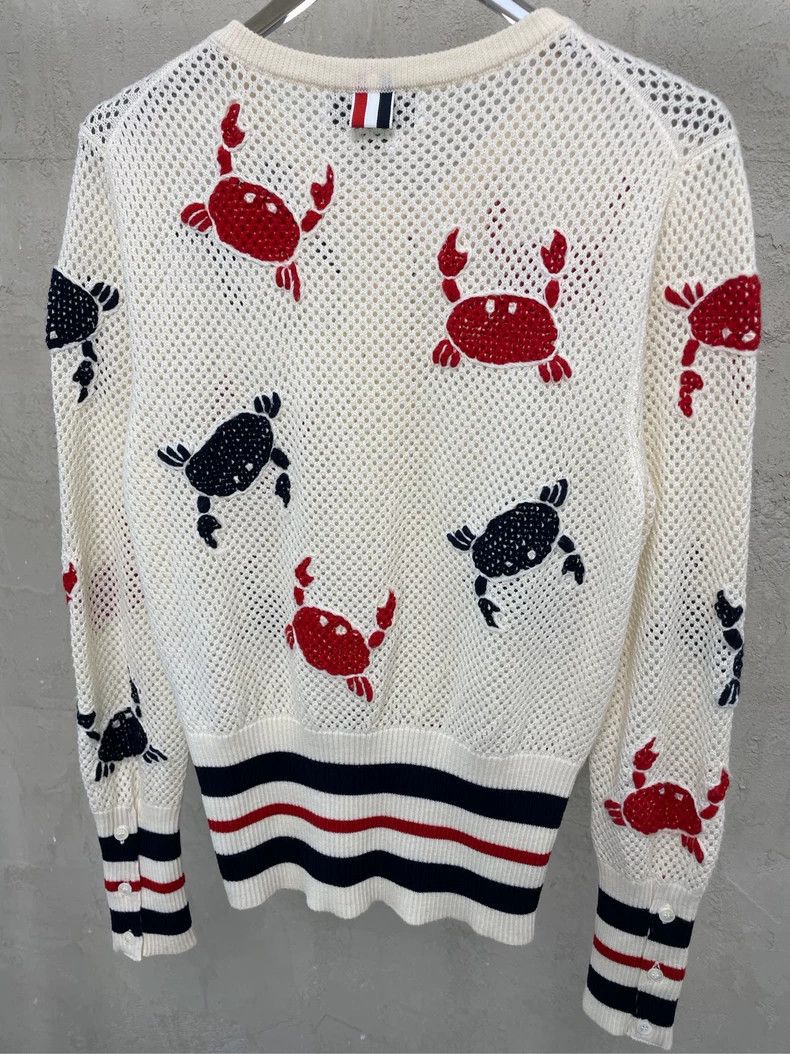 Thom Browne Thom browne Beige full-print crab striped mesh knitted butt Size M / US 6-8 / IT 42-44 - 5 Thumbnail