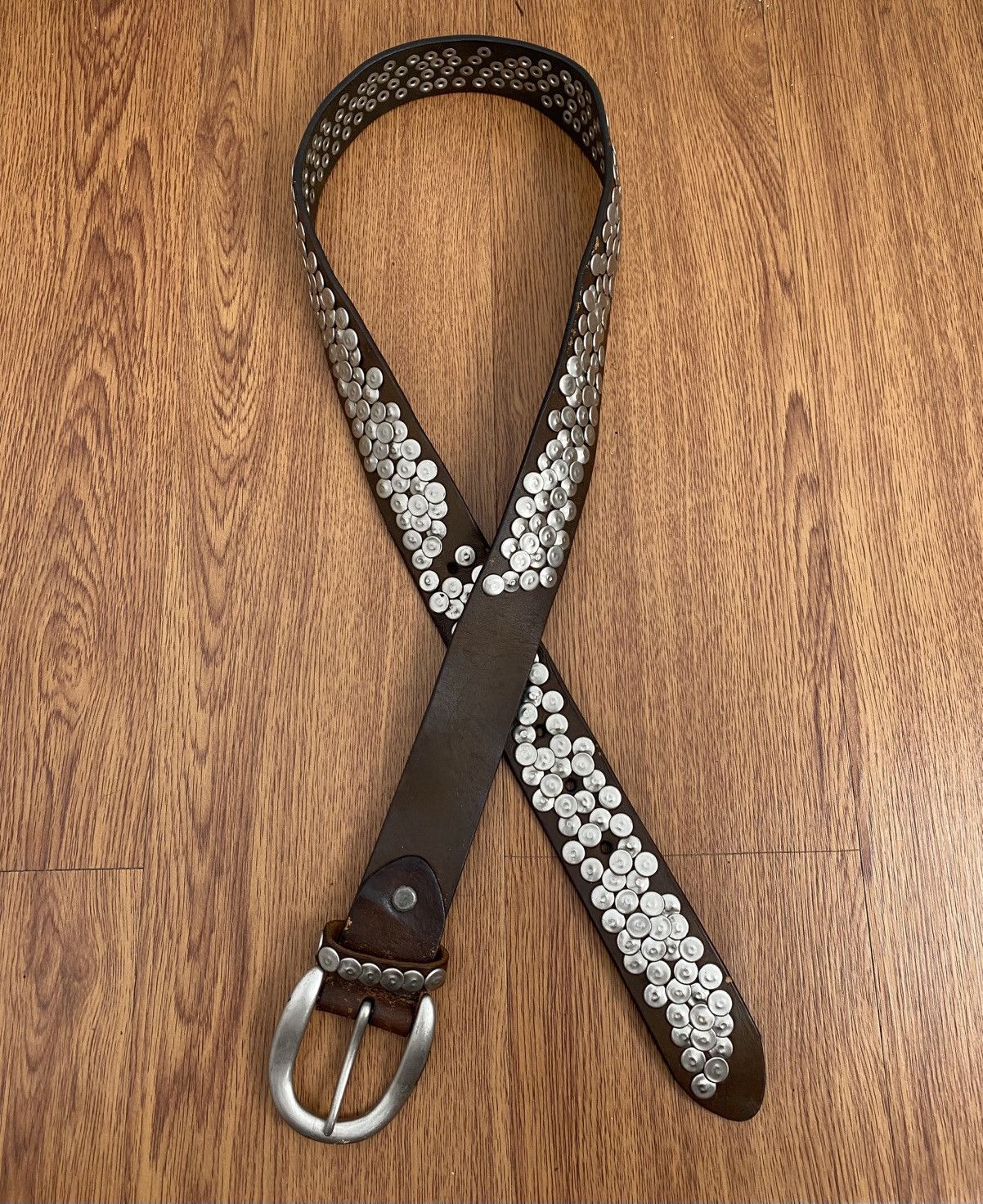 小物 00s kmrii leather belt japanese label sirius_archives | 2000s KMRII leather heavy studs belt size