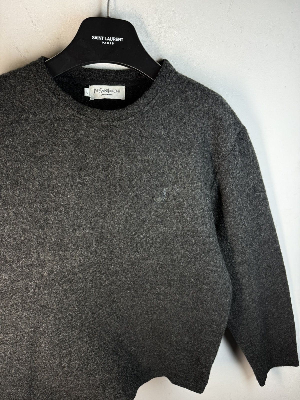 Yves Saint Laurent Wool YSL Sweater Soft Warm Grey YSL Sweatshirt Size US M / EU 48-50 / 2 - 11 Thumbnail