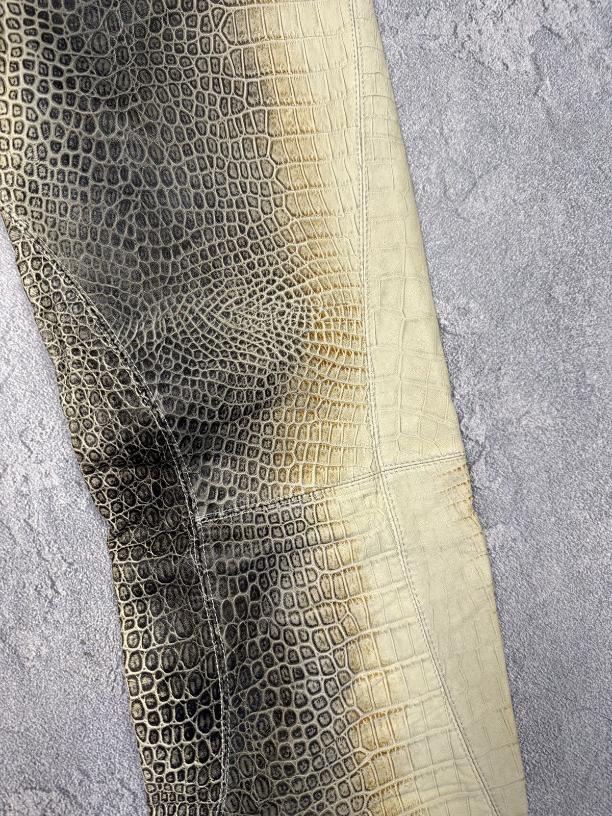 Other Corpo Nove Crocodile Embossed Leather Trousers Beige Brown Size 34" / US 12 / IT 48 - 6 Thumbnail