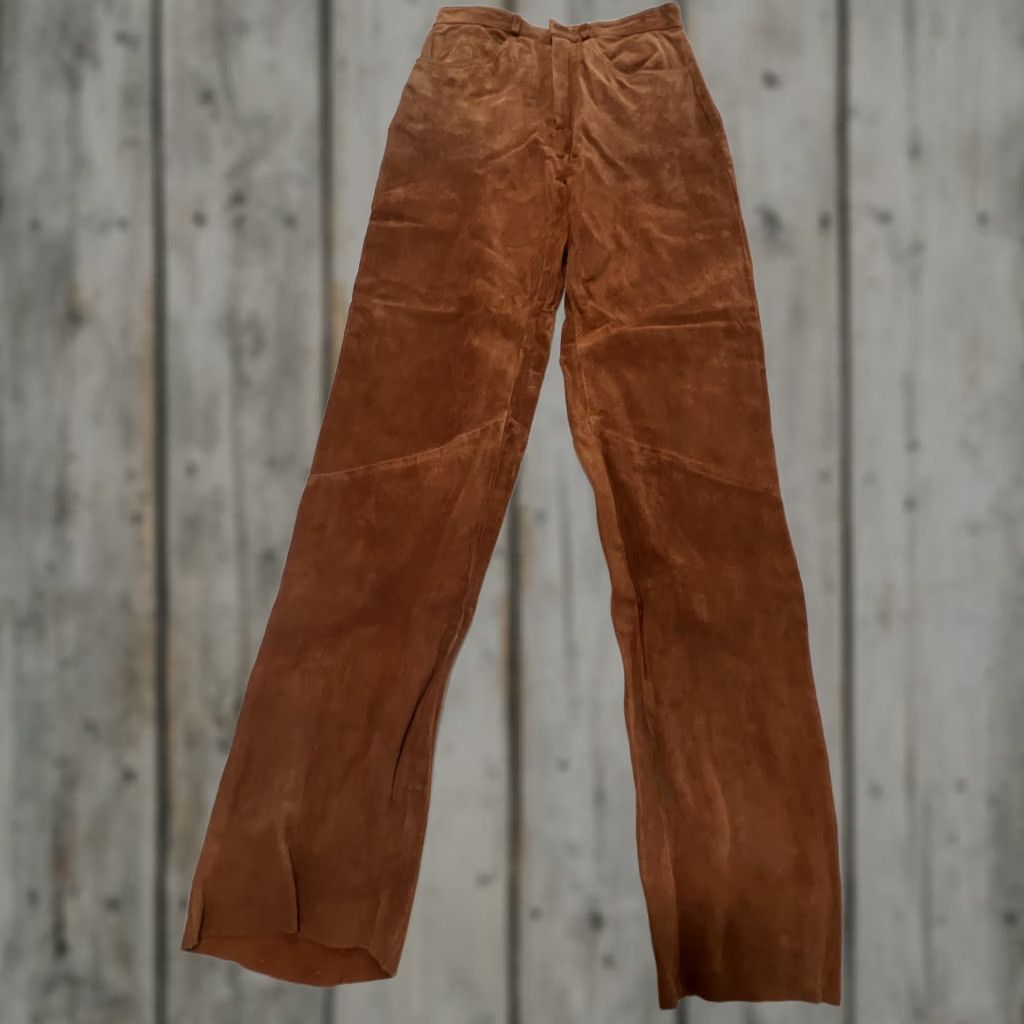 Rusty VINTAGE Lew Magram Leather Pants Women’s 8 Rusty Brown Lined Straight Inseam 30 in High Rise Brown Regular Womens Size 30" / US 8 / IT 44 - 1 Thumbnail