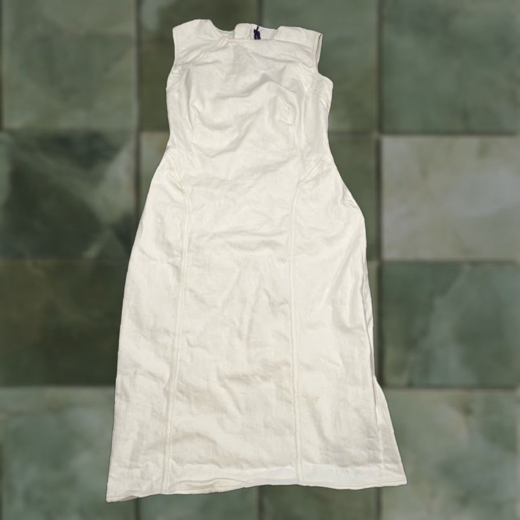 VINTAGE Ralph Lauren Purple Label Denim Dress Women's Medium White