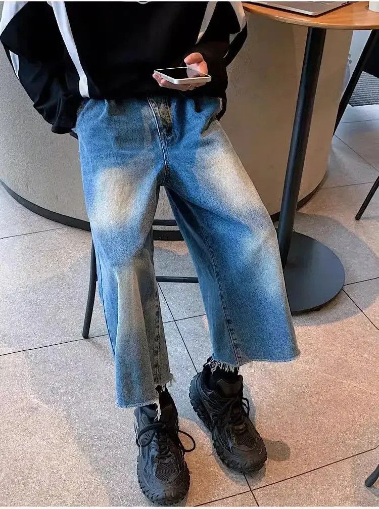 Japanese Brand Versatile Loose Ragged Edge Jeans Size US 32 / EU 48 - 2 Thumbnail
