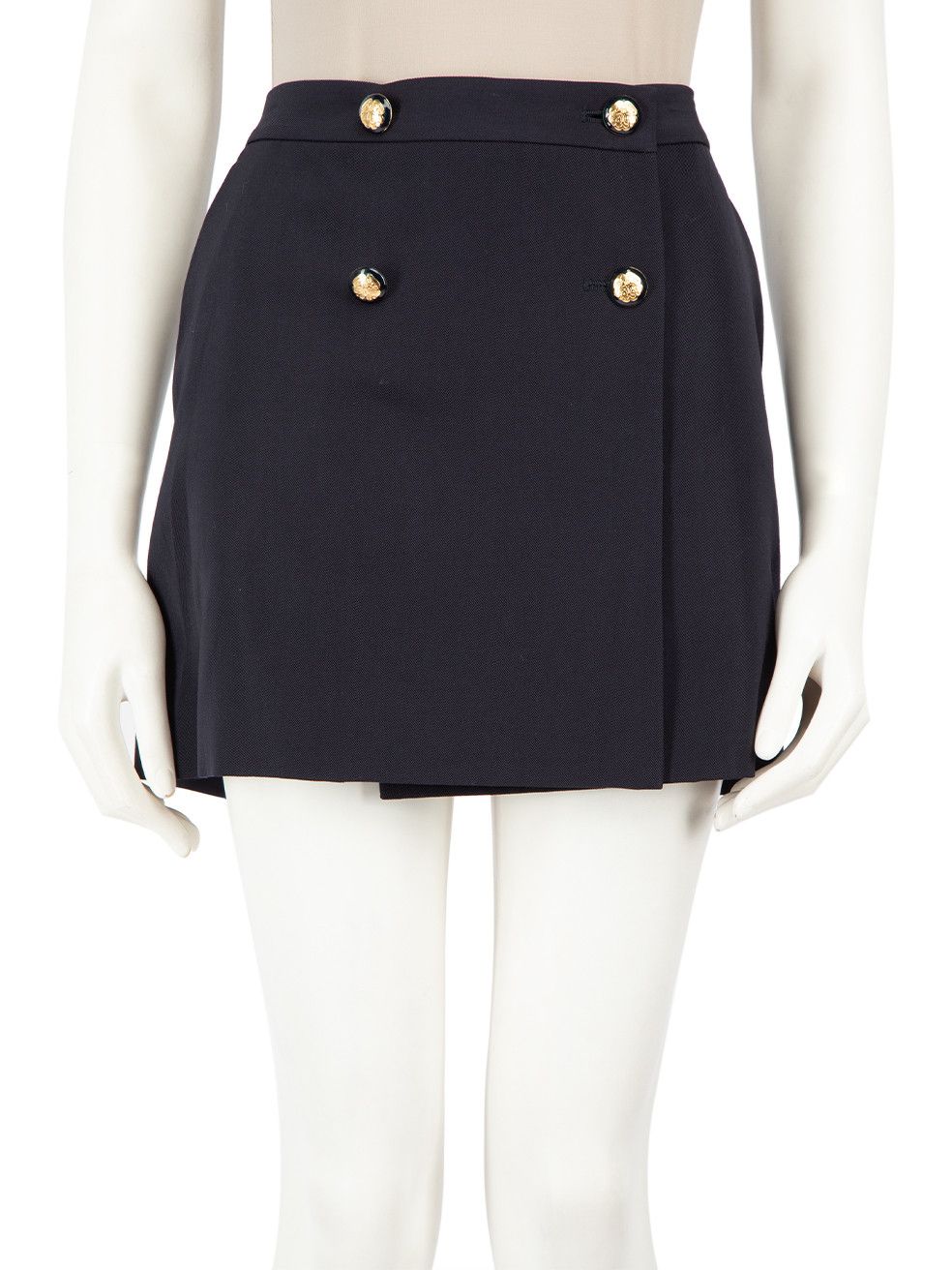 image of Alexander Mcqueen Fw23 Navy Wool Wrap Mini Wrap Skirt, Women's (Size 27)
