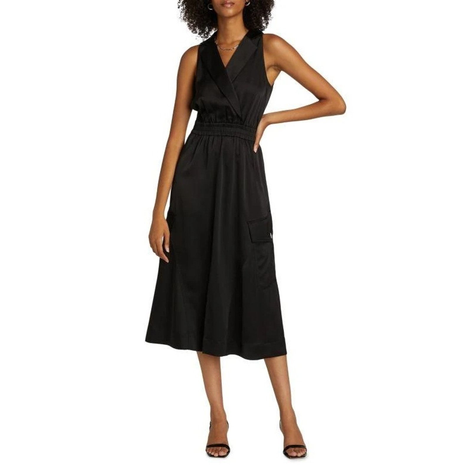 Ramy Brook Ramy Brook Women Black Nikia Drape V-neck Midi Dress Size M Size M / US 6-8 / IT 42-44 - 1 Thumbnail