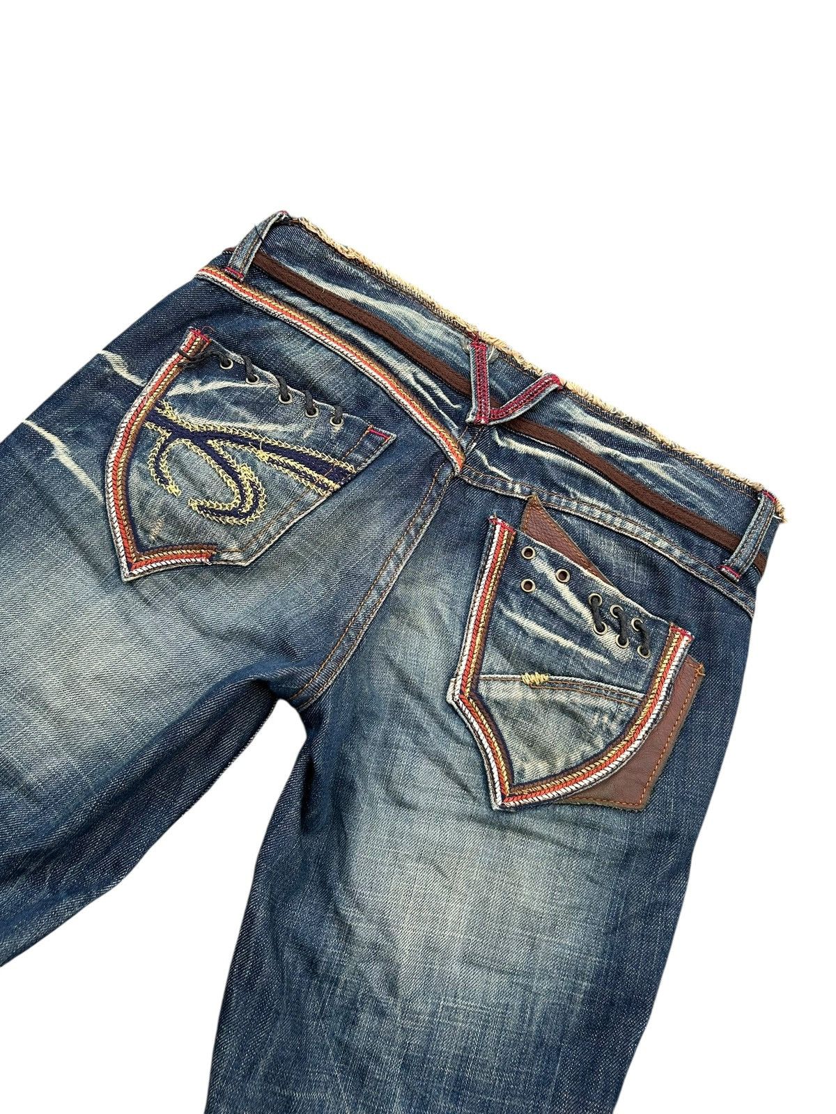 If Six Was Nine × KMRii × Le Grande Bleu (L.G.B.) ☠️ Red Papper Japanese Punk Rusty Faded Denim Jeans Lowrise Size US 30 / EU 46 - 15 Thumbnail