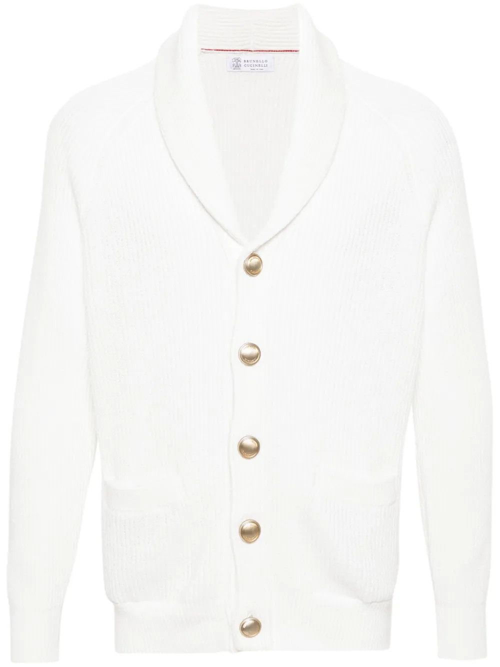 Brunello Cucinelli o1w1db10326 Ribbed Knit Cardigan in White Size US L / EU 52-54 / 3 - 1 Thumbnail