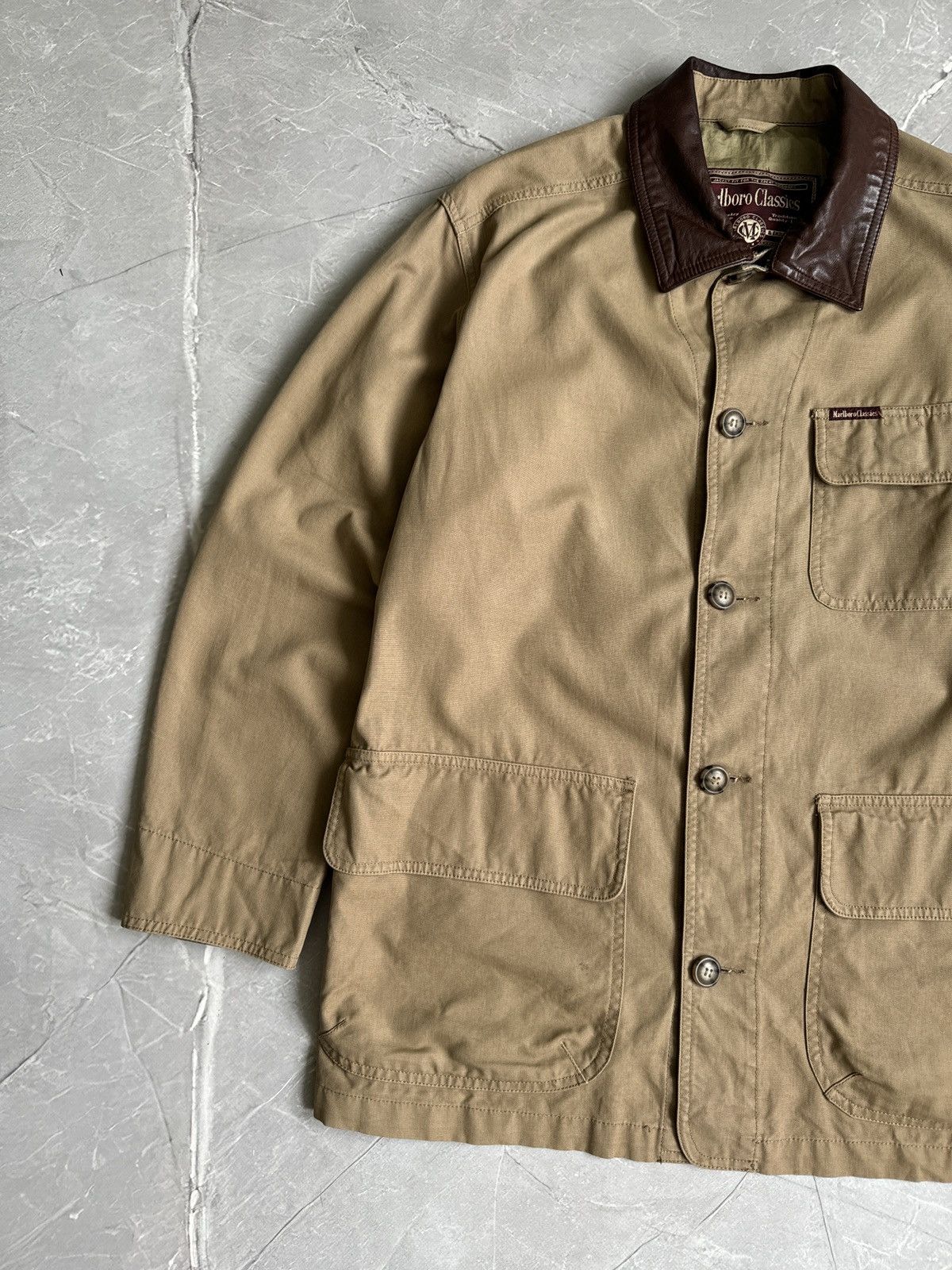 Marlboro Classics Vintage Marlboro Classics Leather Collar Work Coat Size US L / EU 52-54 / 3 - 2 Thumbnail