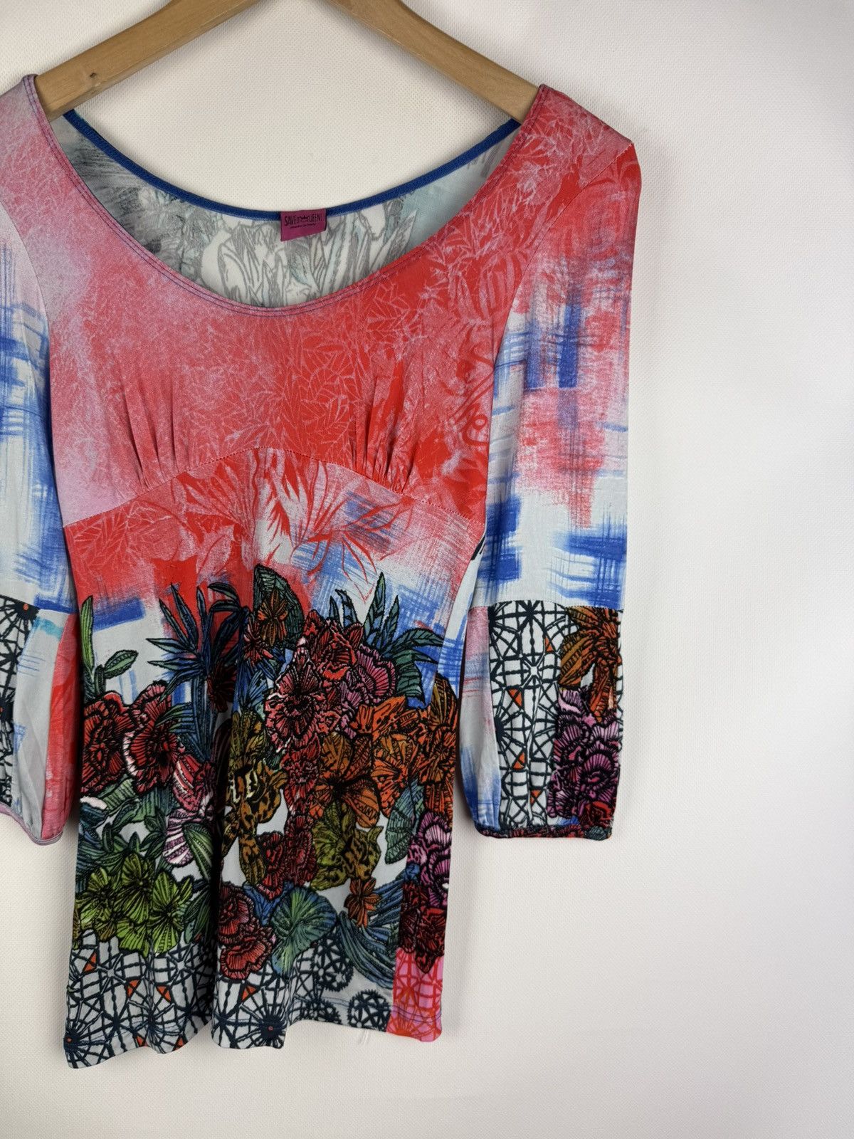 Other Save The Queen Ladies Pattern Y2K Long Sleeve Tunic Blouse Size S / US 4 / IT 40 - 3 Thumbnail