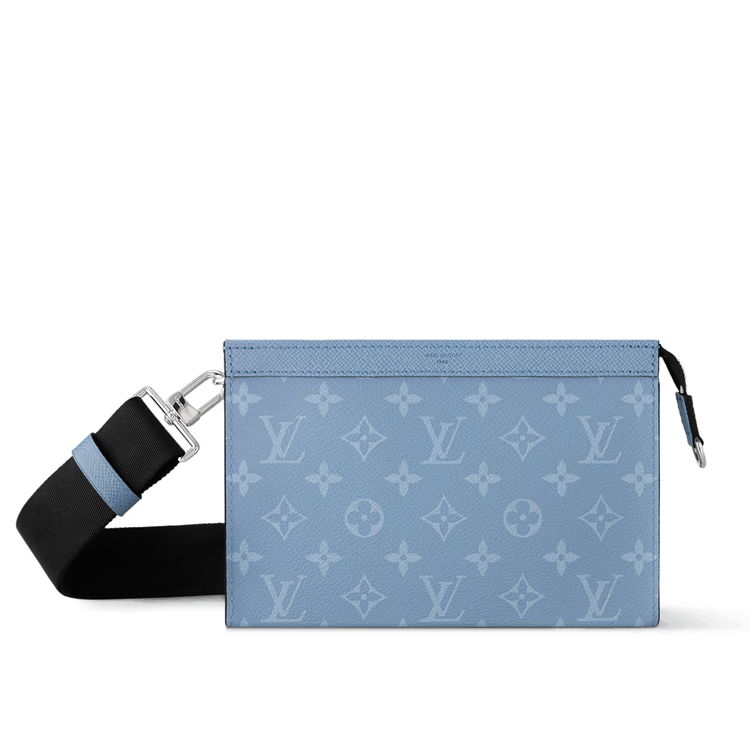 Leather x Louis Vuitton Gaston Wearable Wallet Messenger Bag Sky Blue M14114, Men's