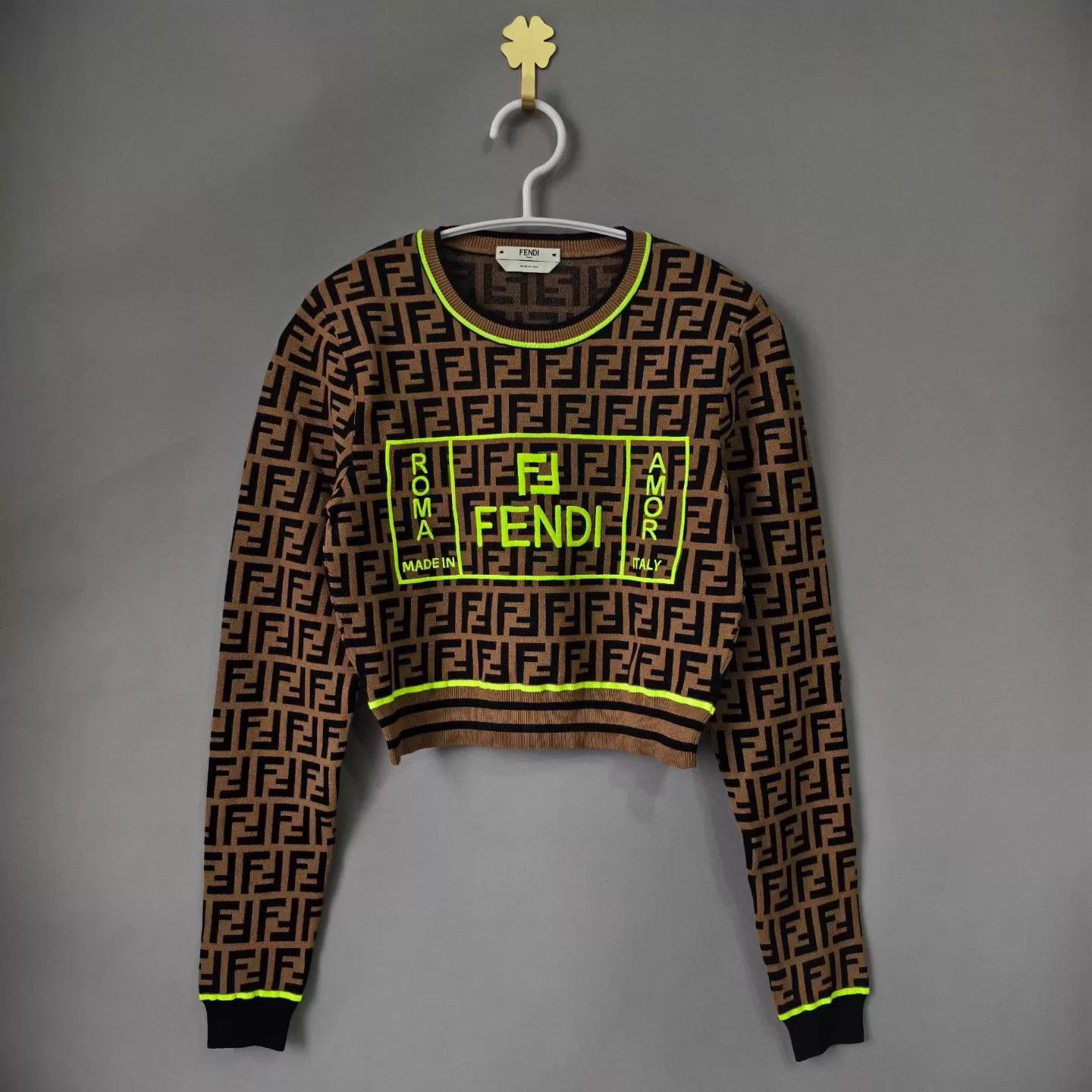 Fendi Fendi FF Monogram all over short knit top 38 Size XS / US 0-2 / IT 36-38 - 1 Thumbnail