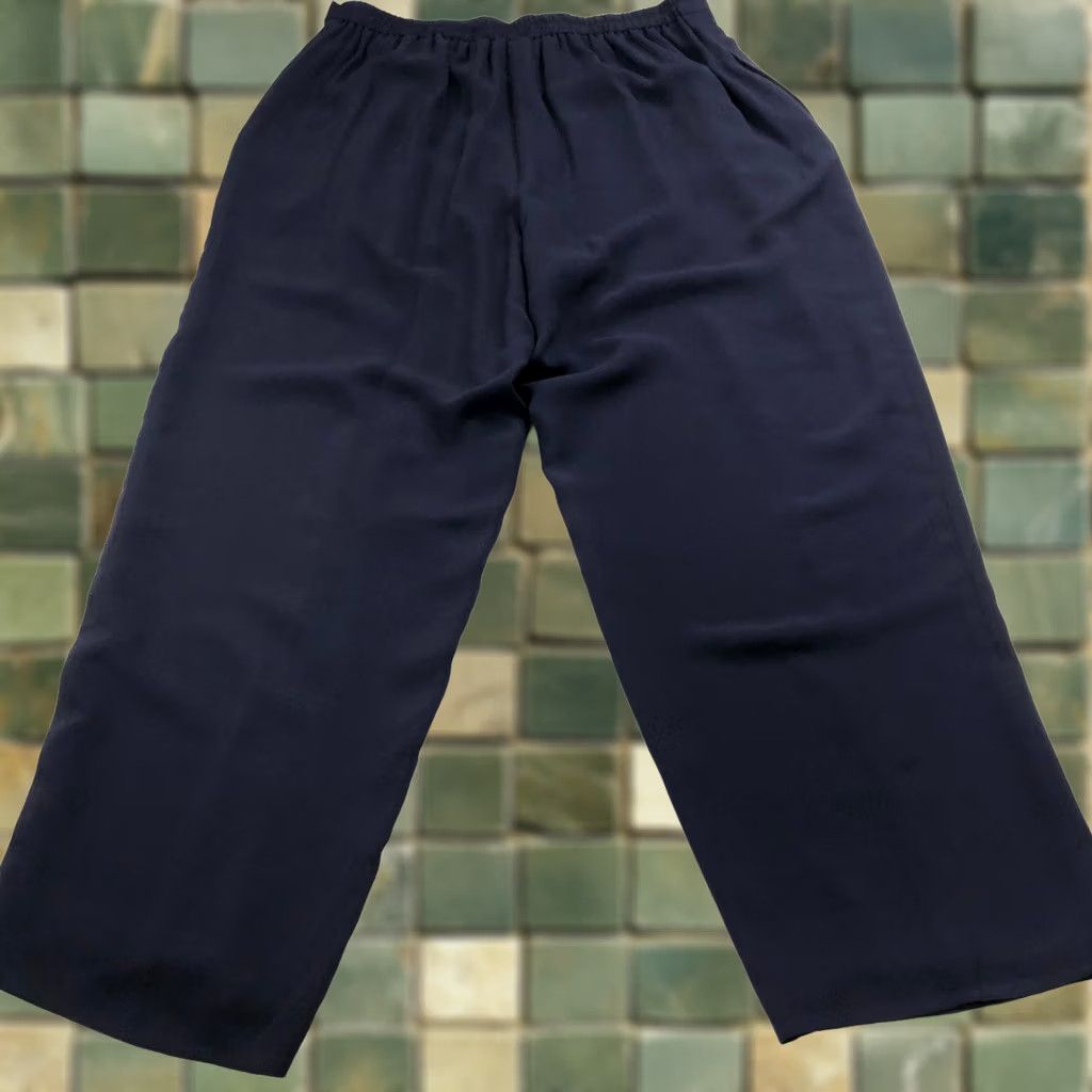 Talbots Talbots Plus 16W Blue Silk Pants High Rise Straight 29L Size 38" / US 16 / IT 52 - 1 Thumbnail