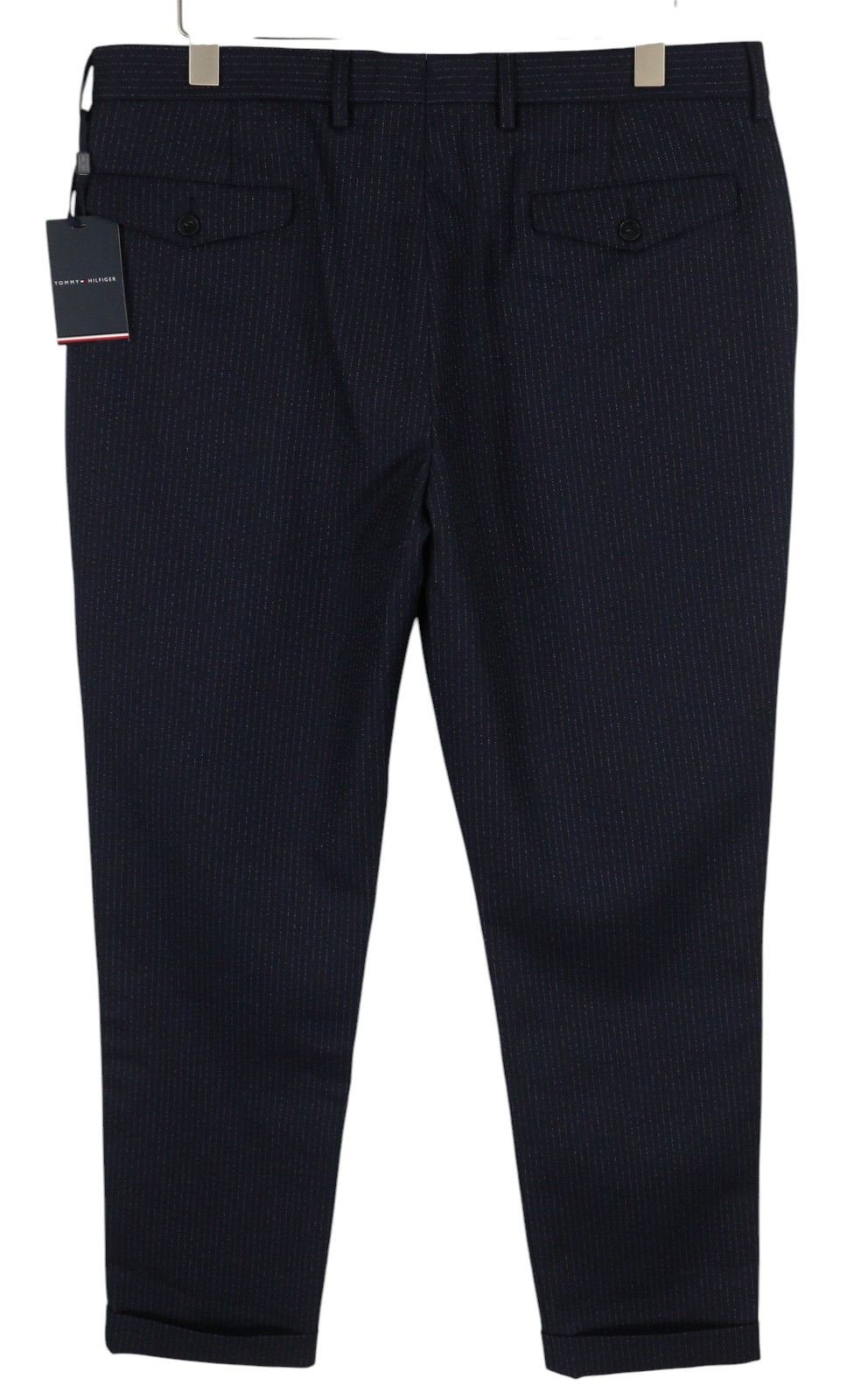 Tommy Hilfiger WAVE PINSTRIPE W40 Blue Wool Blend Pleated Leg Pants 85342 Size US 40 / EU 56 - 2 Thumbnail