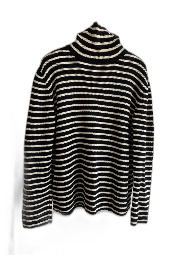 Saint Laurent Paris black and white striped turtleneck sweater Size US XL / EU 56 / 4 - 1 Thumbnail