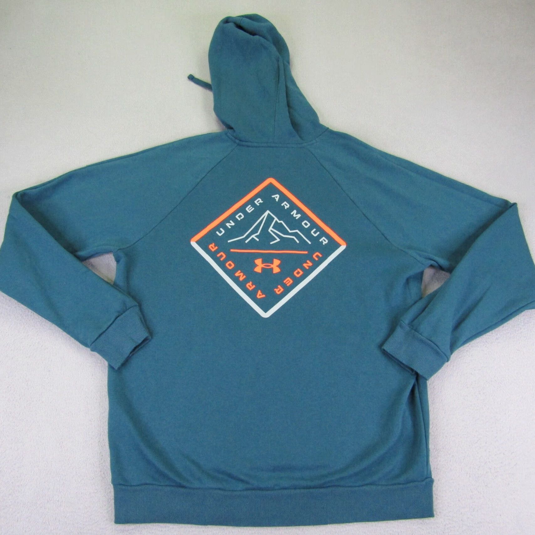 Under Armour Under Armour Hoodie Mens Medium Blue Pullover Sweatshirt Fleece Graphic Print Logo Pockets High Neck Size US M / EU 48-50 / 2 - 6 Thumbnail