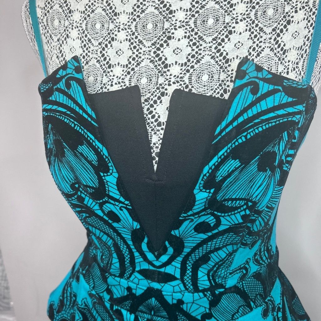 Other UK Lipsy Dress Turquoise and Black flocked size 8 Size M / US 6-8 / IT 42-44 - 5 Thumbnail