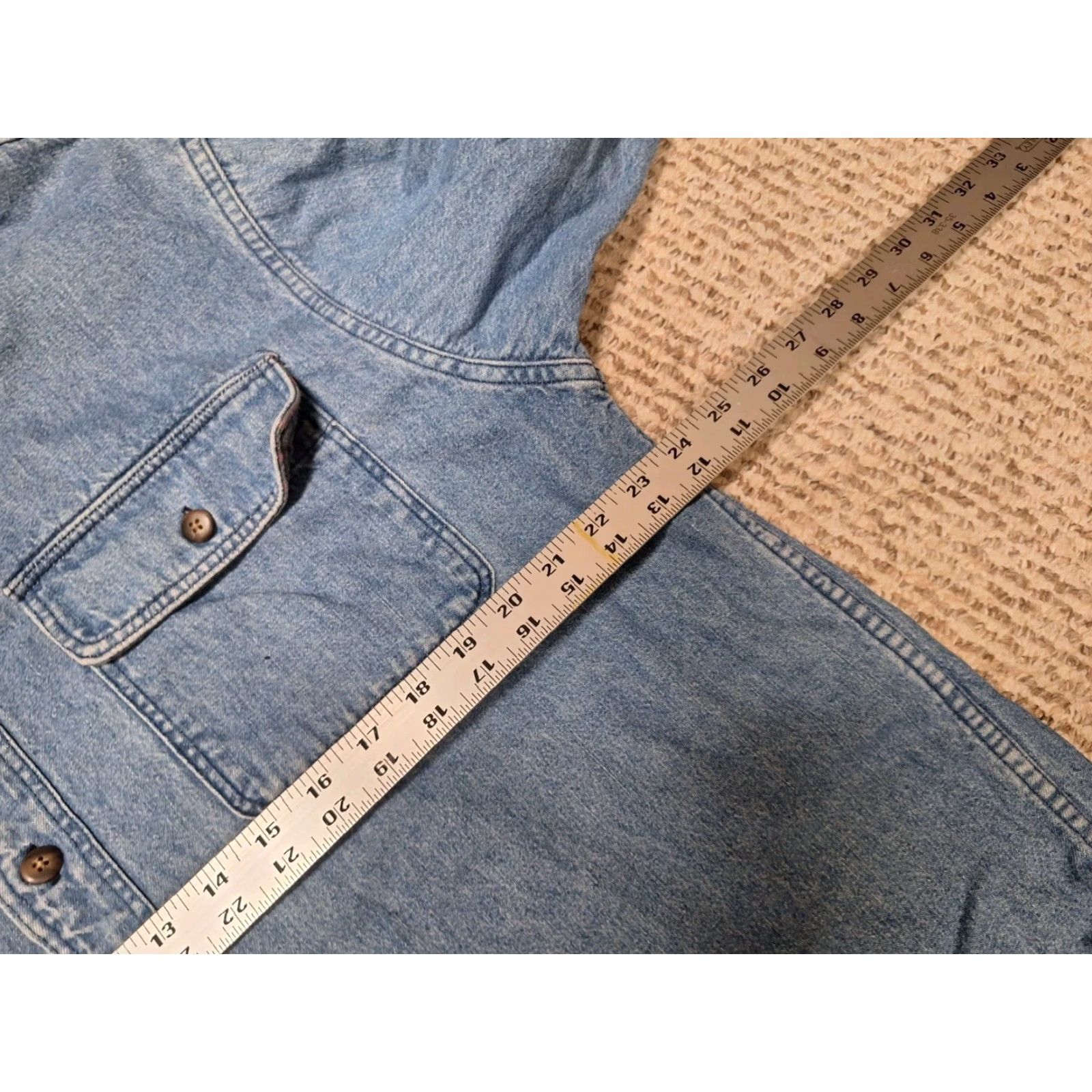 Eddie Bauer Eddie Bauer Mens L Denim Flannel Plaid Lined Button-Up Shacket 90s Outdoor Blues Womens? Size US L / EU 52-54 / 3 - 4 Thumbnail