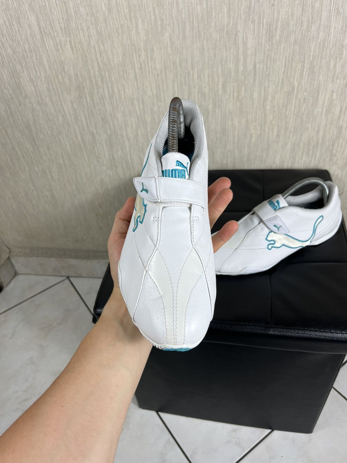 Puma × Vintage Vintage Puma y2k leather velcro shoes low sneakers speed cat Size US 8.5 / EU 41-42 - 4 Thumbnail