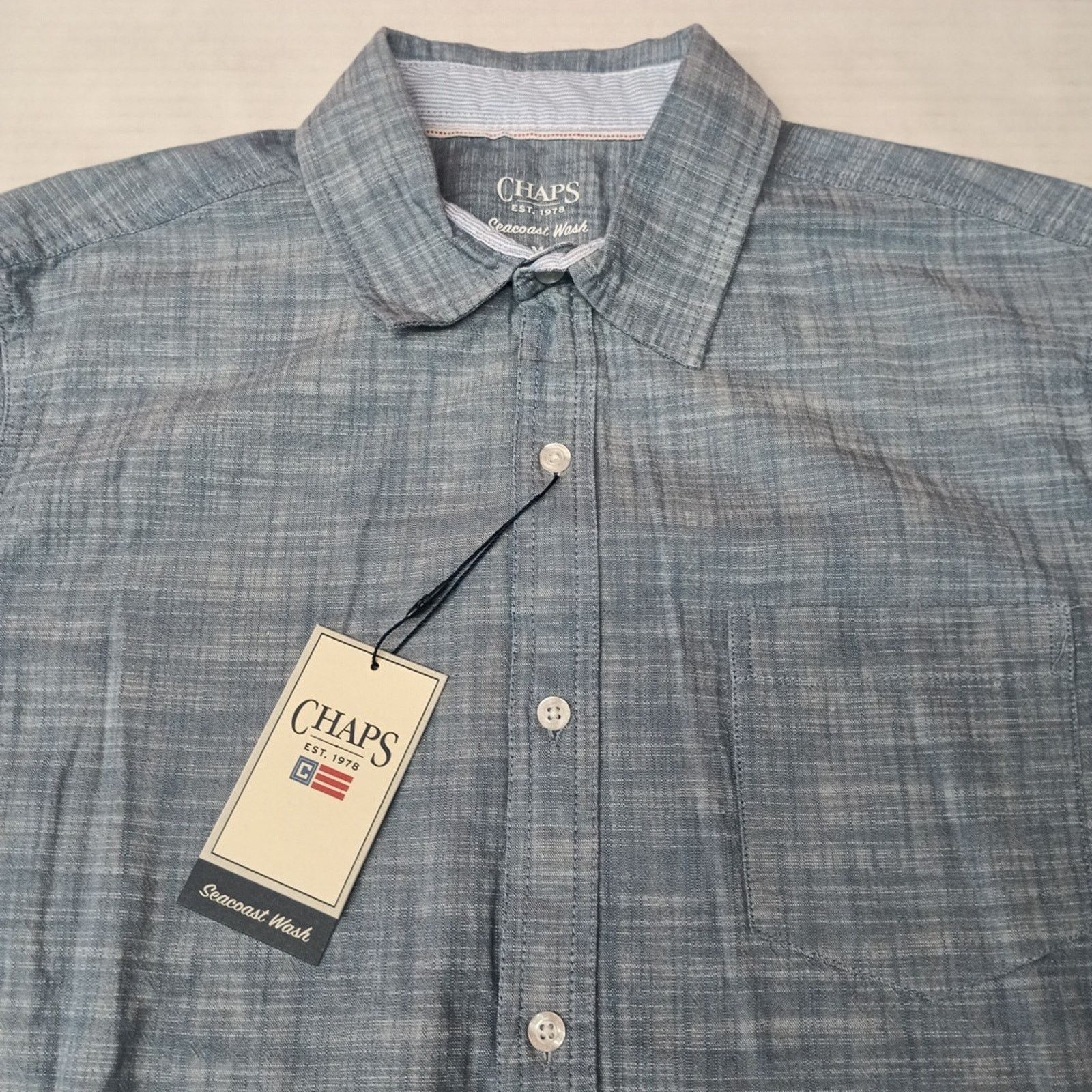 Chaps Chaps Seacoast Wash Chambray Woven Shirt Men's M Blue Shadow Size US M / EU 48-50 / 2 - 2 Thumbnail