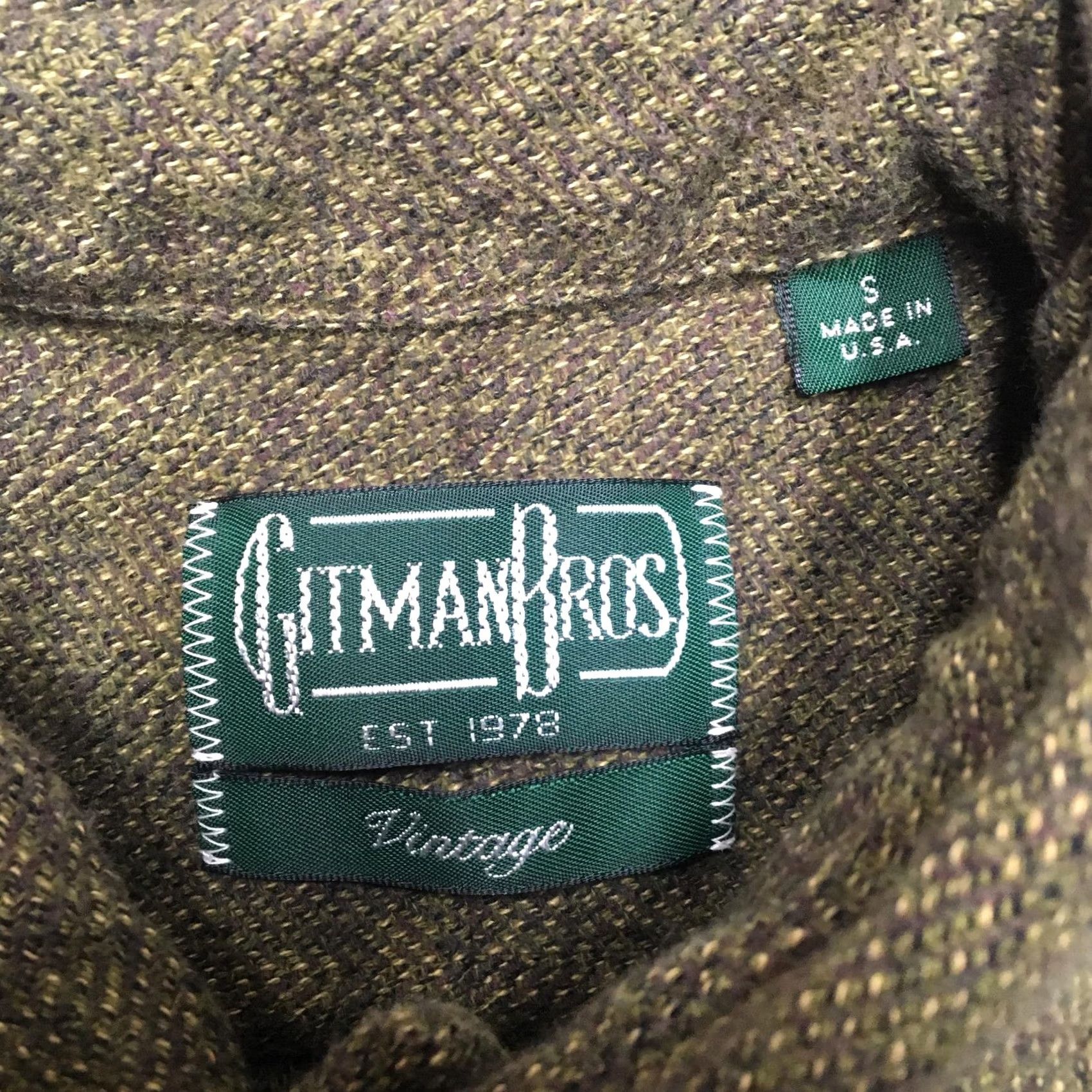 Vintage Gitman Bros Shirt Mens Small S Green Herringbone Long Sleeve Button Up USA Made Size US S / EU 44-46 / 1 - 5 Thumbnail
