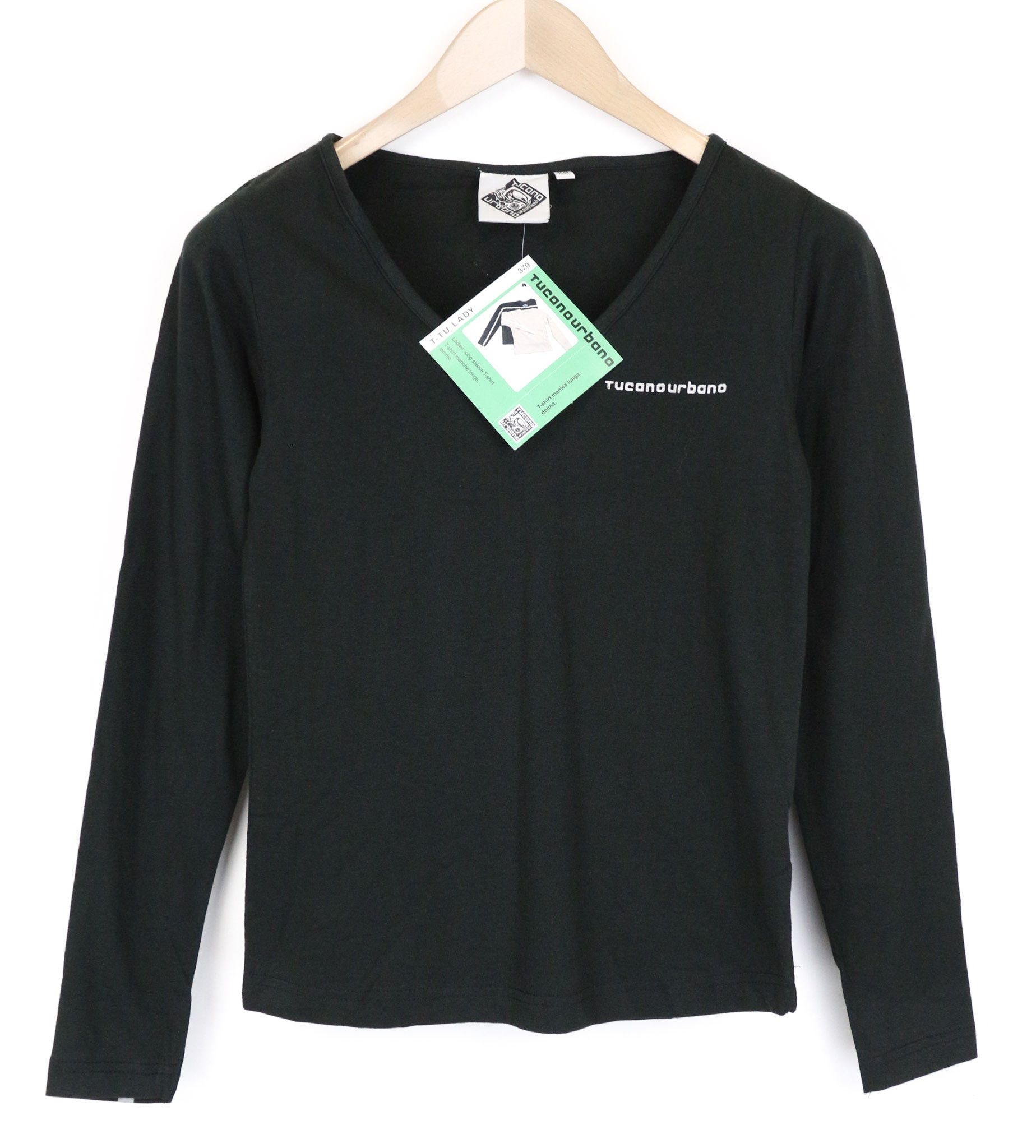 Other T-TU LADY XS Black Cotton V-Neck T-Shirt 75723 Size XS / US 0-2 / IT 36-38 - 1 Thumbnail