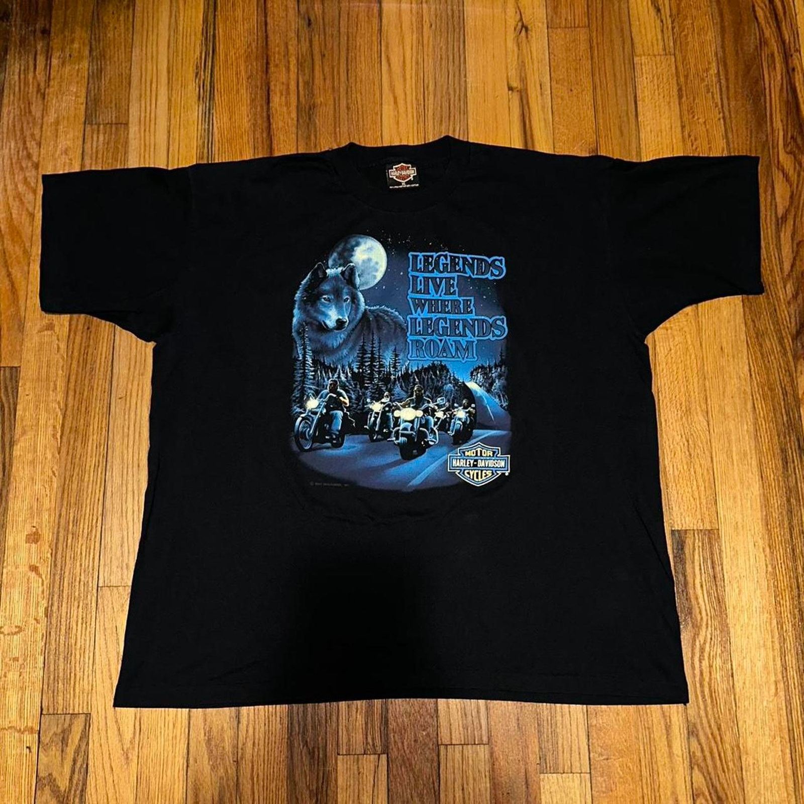 Harley Davidson × Vintage Vintage 1991 Single Stitch Harley Davidson Wolf Nature T XL Size US XL / EU 56 / 4 - 1 Thumbnail