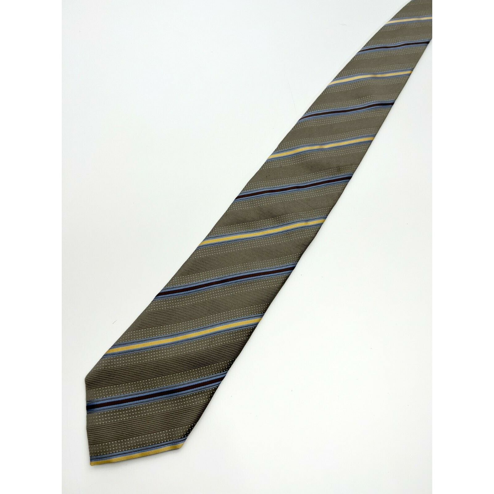 Canali Canali Men's Tie Italy Made Gray Blue Striped Silk Necktie Size ONE SIZE - 6 Thumbnail