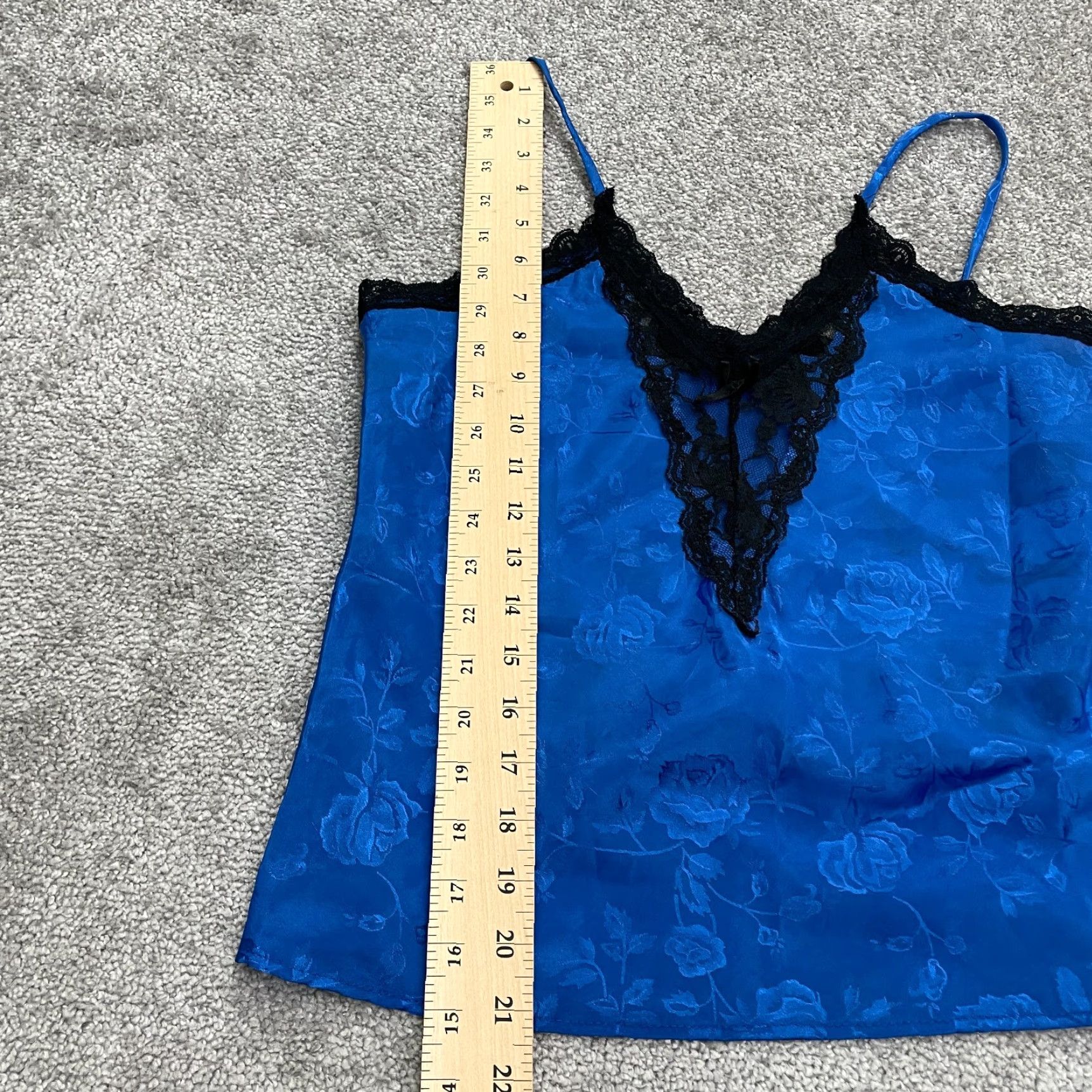 Vintage California Dream Tank Top Womens M Blue Floral 90s Vintage Lace Spaghetti Strappy Sleeveless Camisole Shirt Clothing Size M / US 6-8 / IT 42-44 - 7 Thumbnail