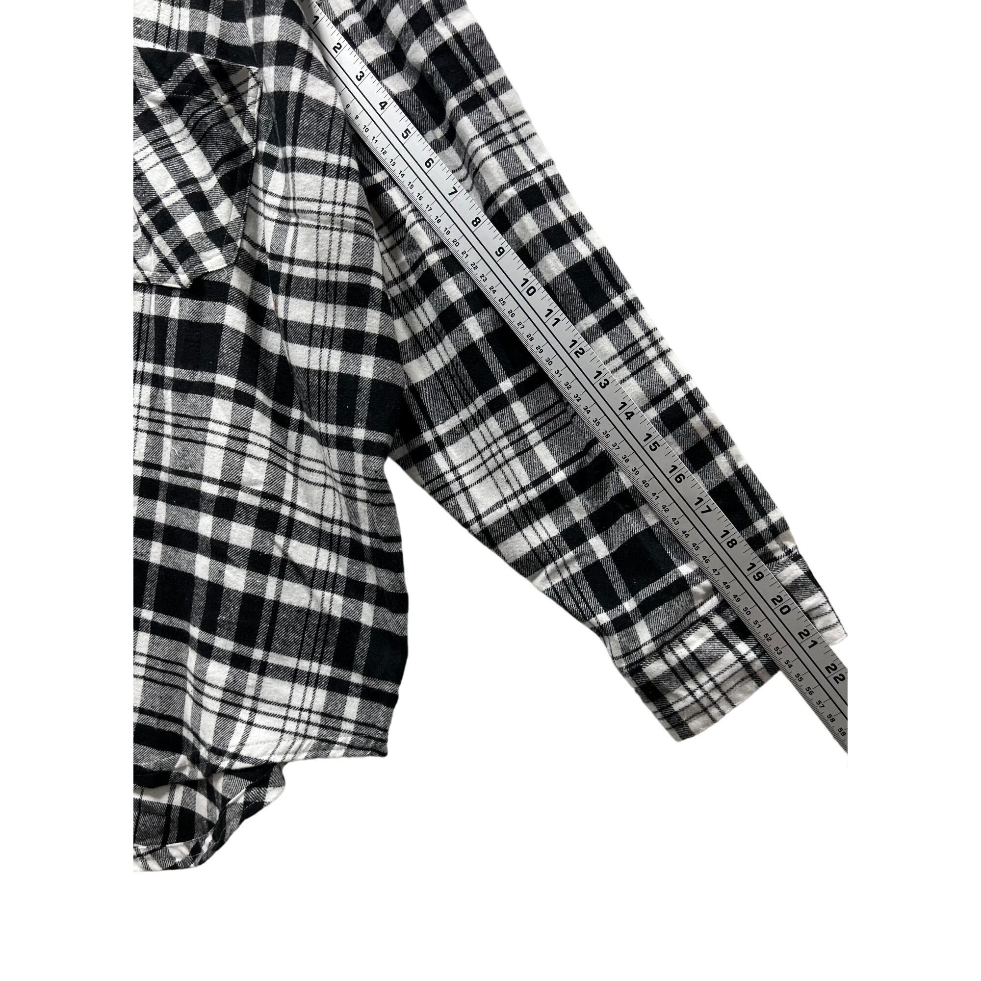 Other Rue + - Women's Plaid Long Sleeve Shirts - Black/White - 4X Size 4XL / US 24-26 - 7 Thumbnail
