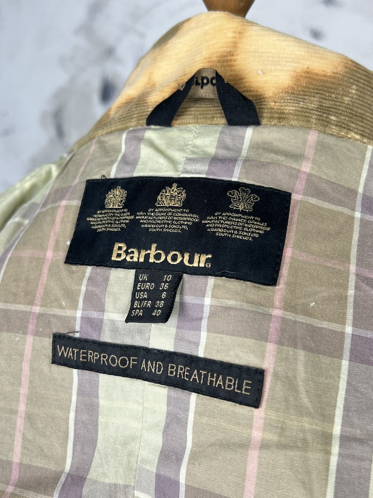 Barbour Vintage Barbour Waxed Custom Jacket Yellow Camo Size 6 S - M Size M / US 6-8 / IT 42-44 - 12 Thumbnail