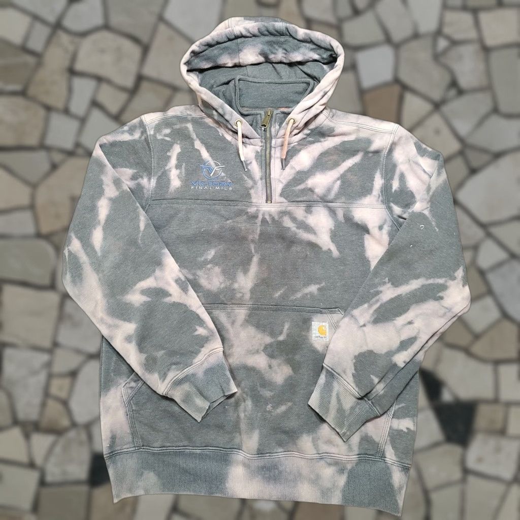 Carhartt VINTAGE Carhartt Victory Mens Tag M Gray 1/4 Zip Hoodie Sweatshirt Acid Wash Tie Dye Size US M / EU 48-50 / 2 - 1 Thumbnail