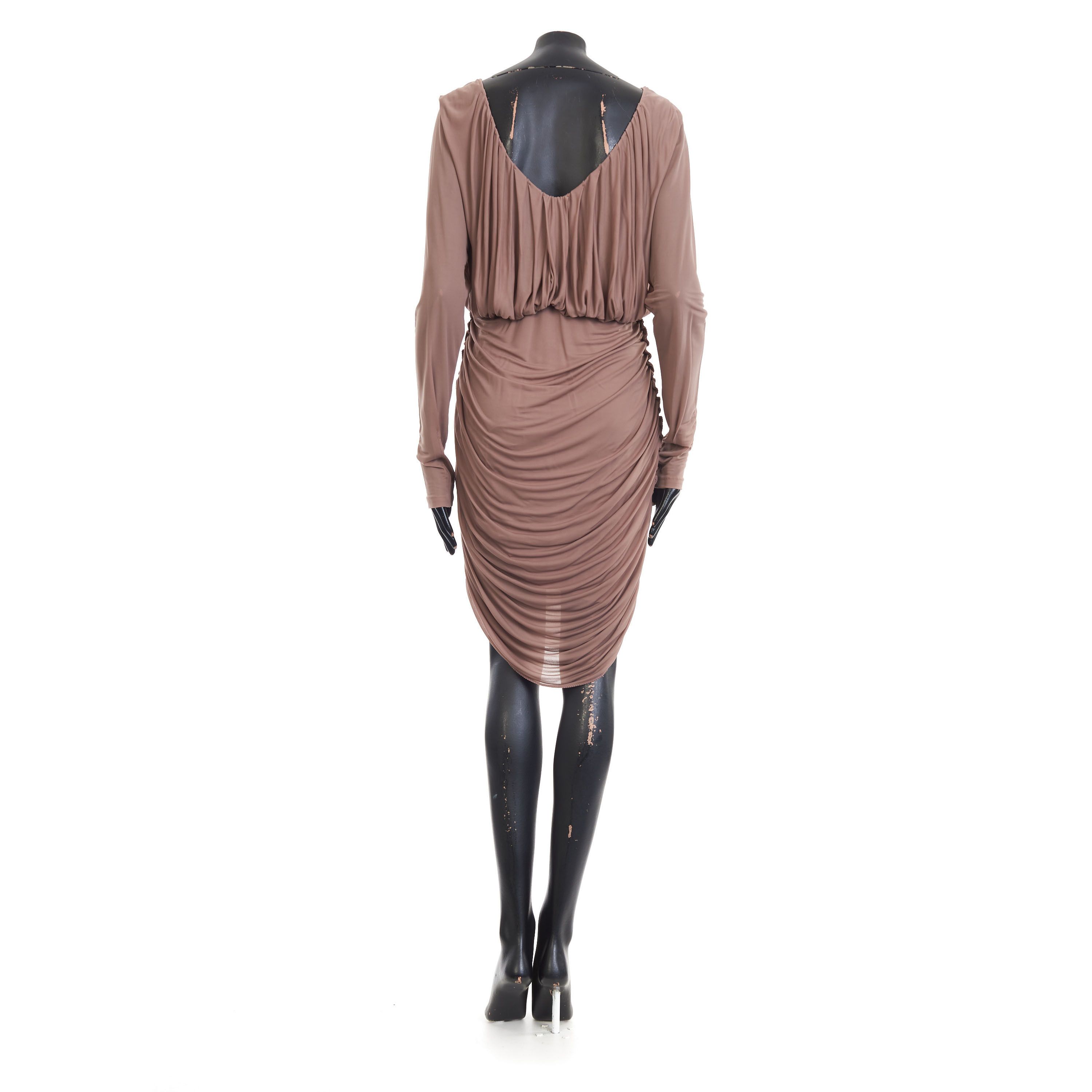 Saint Laurent Paris Brown Ruched Mini Dress Size M / US 6-8 / IT 42-44 - 5 Thumbnail