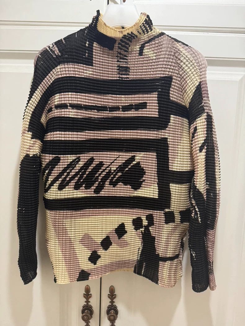 Issey Miyake Issey Miyake size:2 Beige with black long-sleeved shirts Size XS / US 0-2 / IT 36-38 - 1 Thumbnail