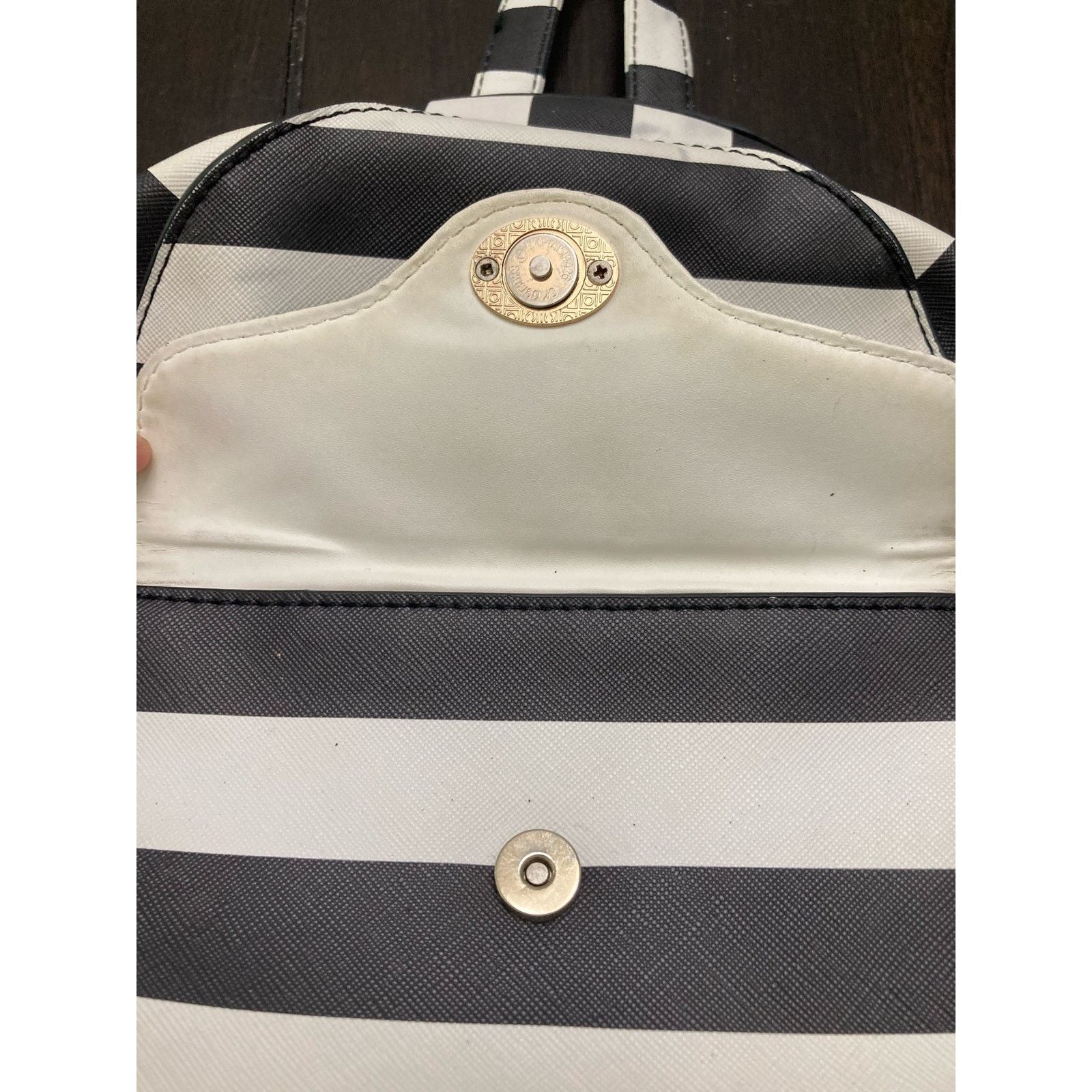 Other Under One Sky Vegan Leather Striped Backpack Black & White Size ONE SIZE - 9 Thumbnail